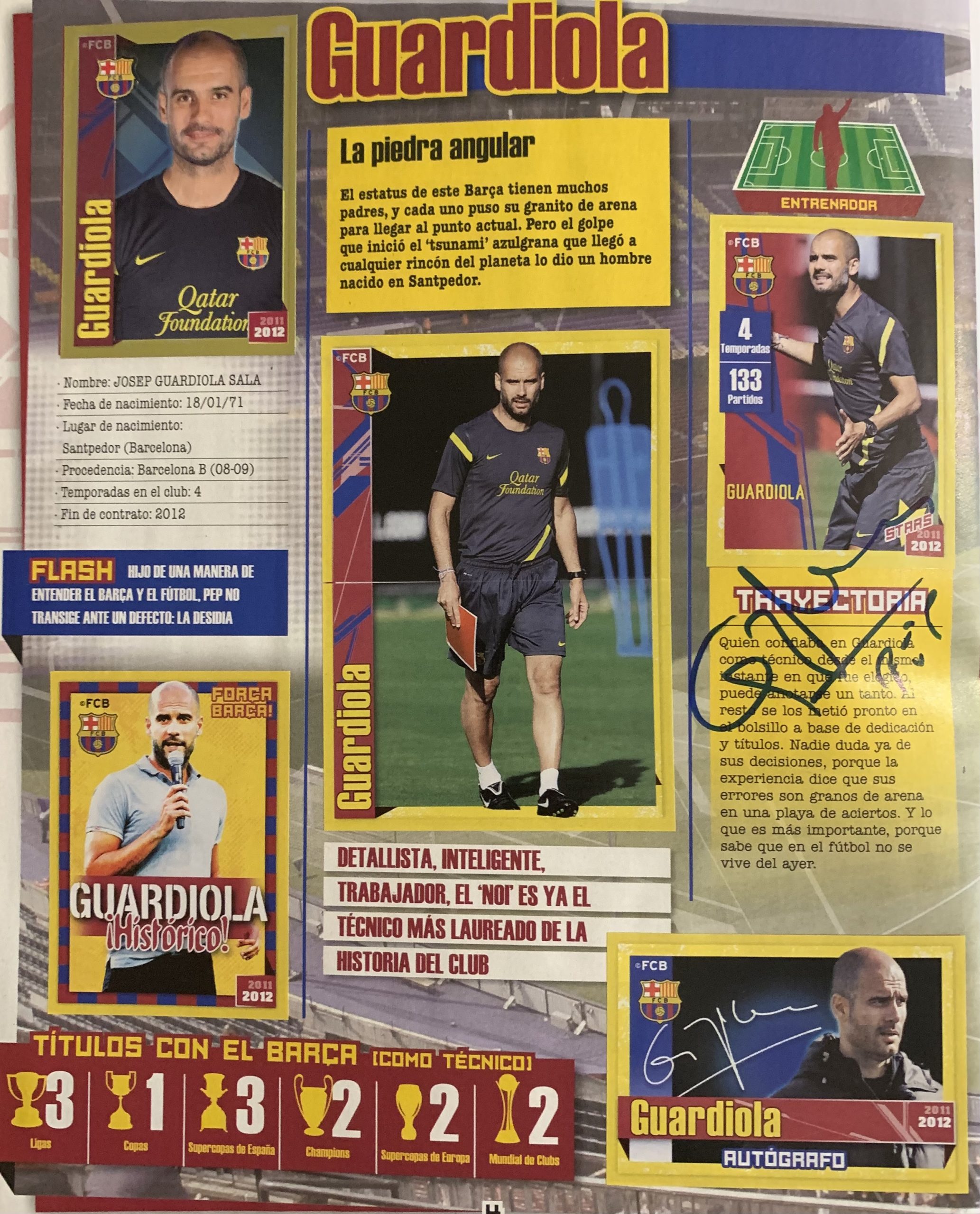 Colección FCBARCELONA 2011-2012 signat pels jugadors del Barça Guardiola