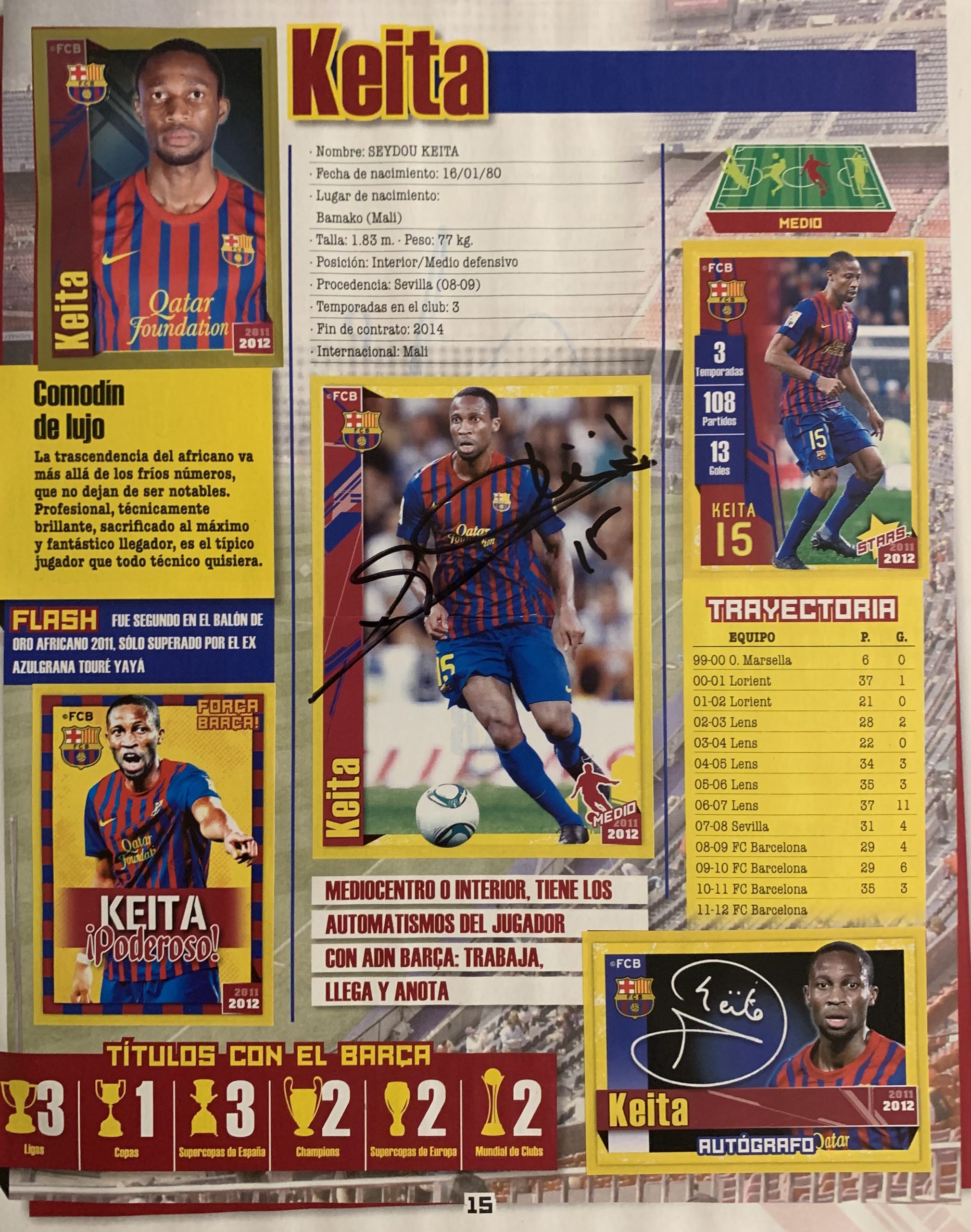 Colección FCBARCELONA 2011-2012 signat pels jugadors del Barça Keita