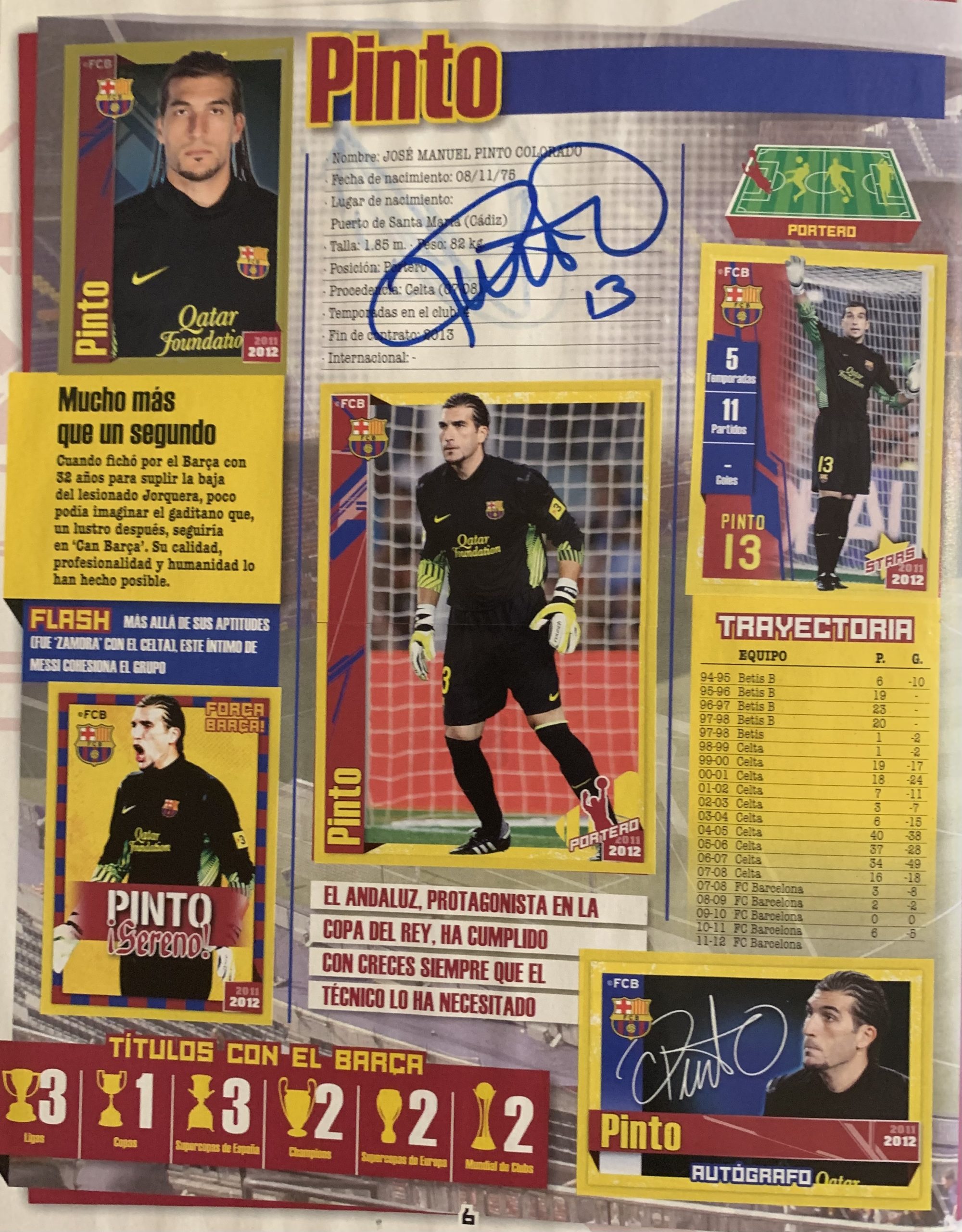 Colección FCBARCELONA 2011-2012 signat pels jugadors del Barça Pinto