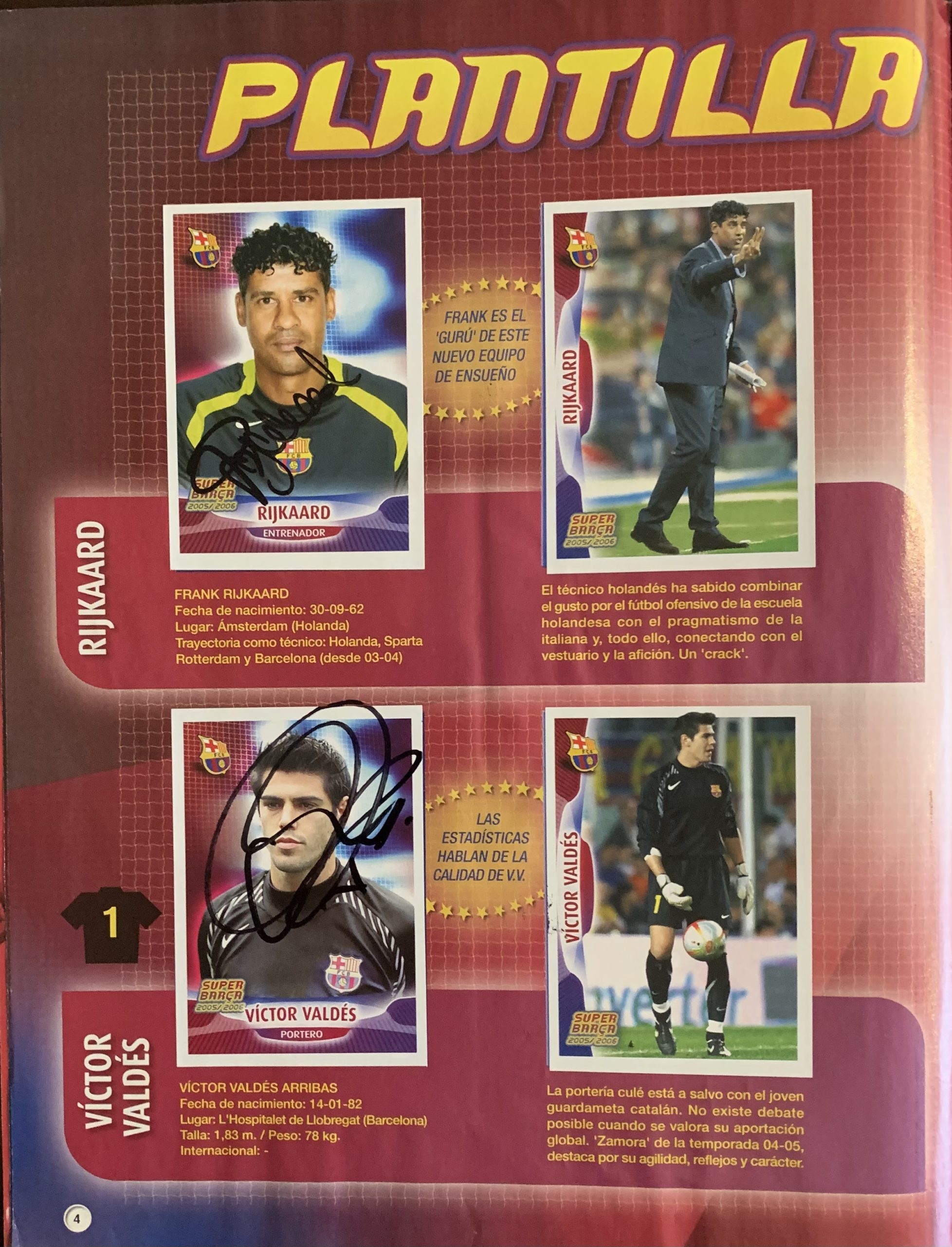 Àlbum de cromos FC Barcelona signat jugadors del Barça temporada 2005-2006 Rijkaard