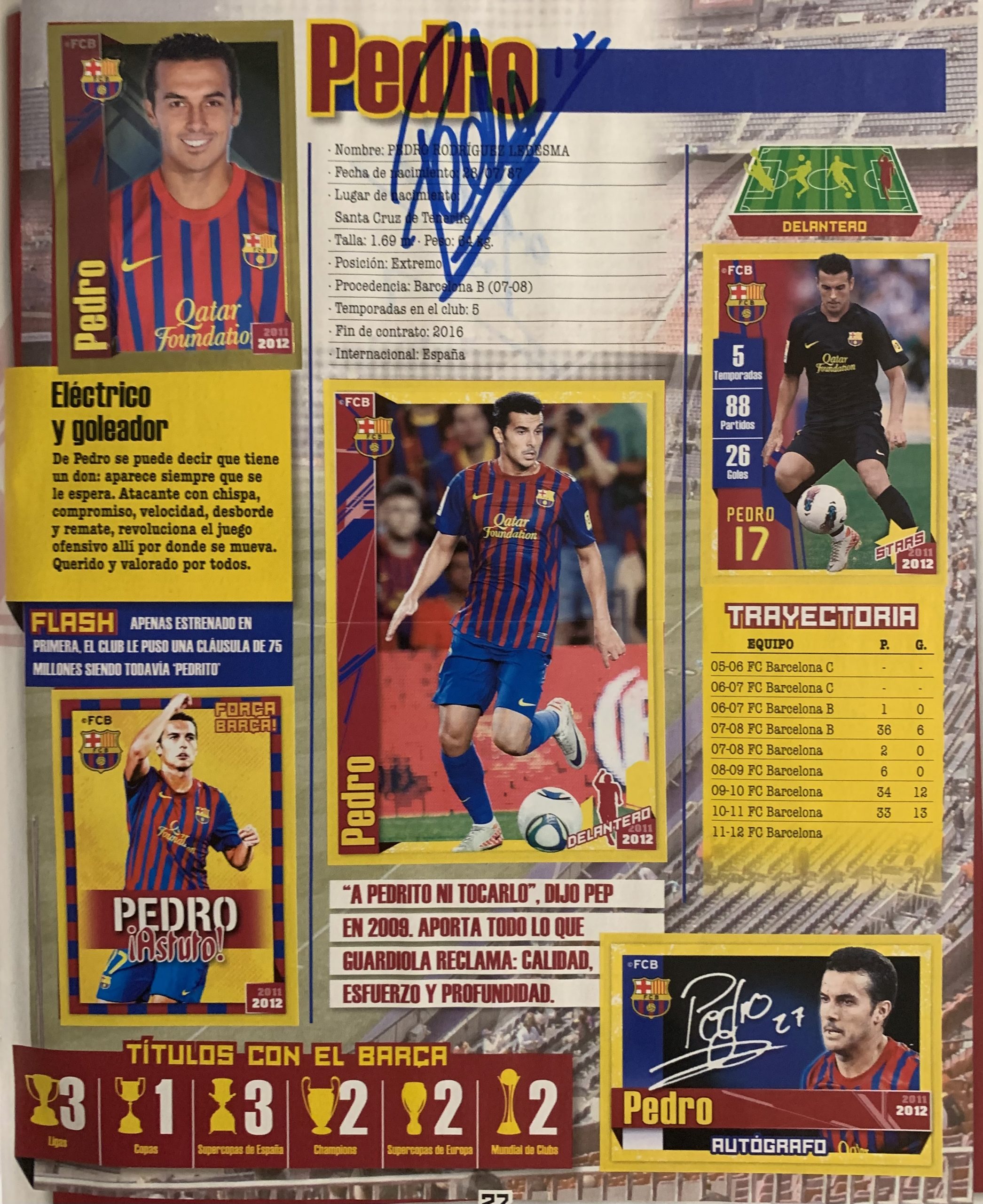Colección FCBARCELONA 2011-2012 signat pels jugadors del Barça Pedro