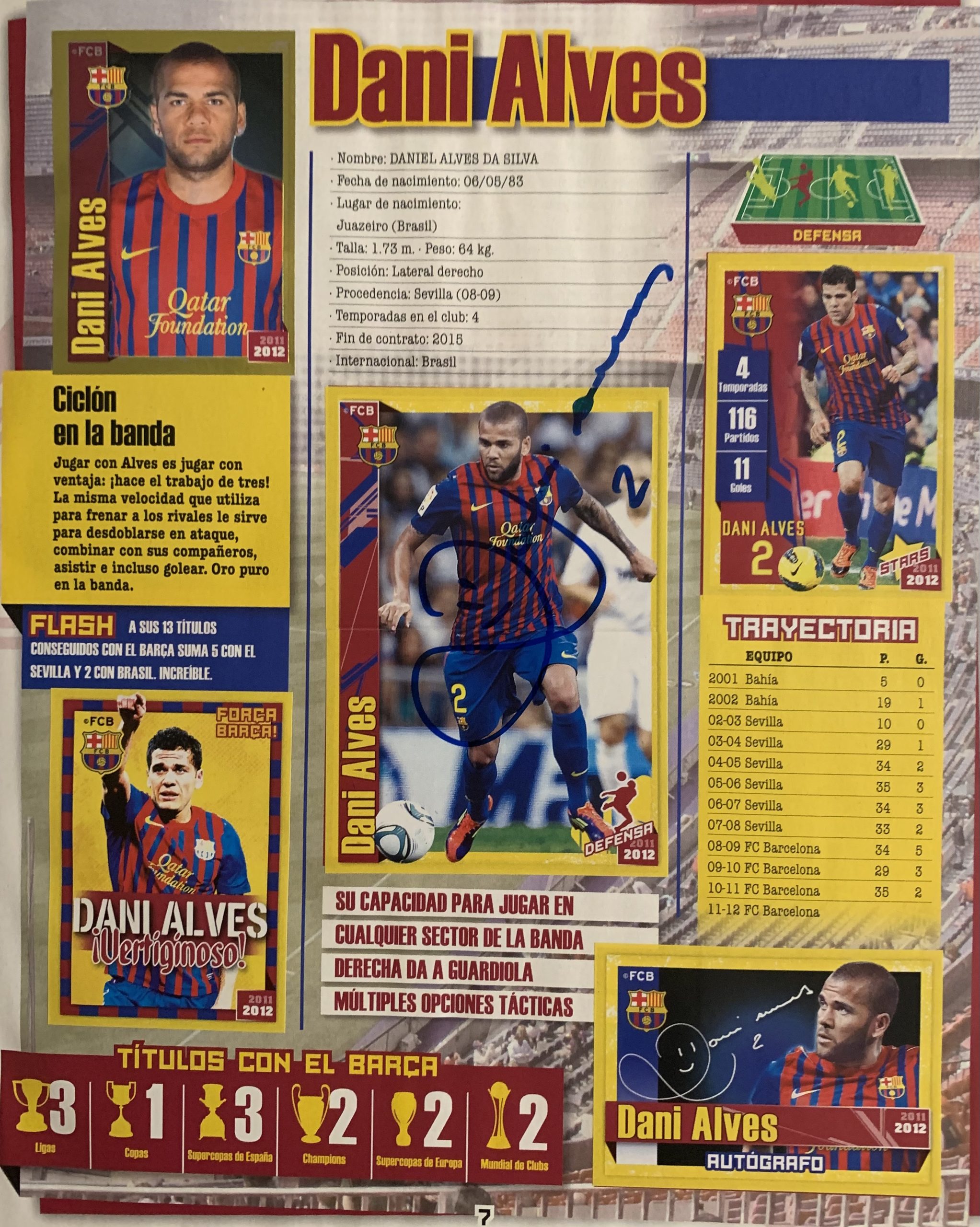 Colección FCBARCELONA 2011-2012 signat pels jugadors del Barça Dani Alves
