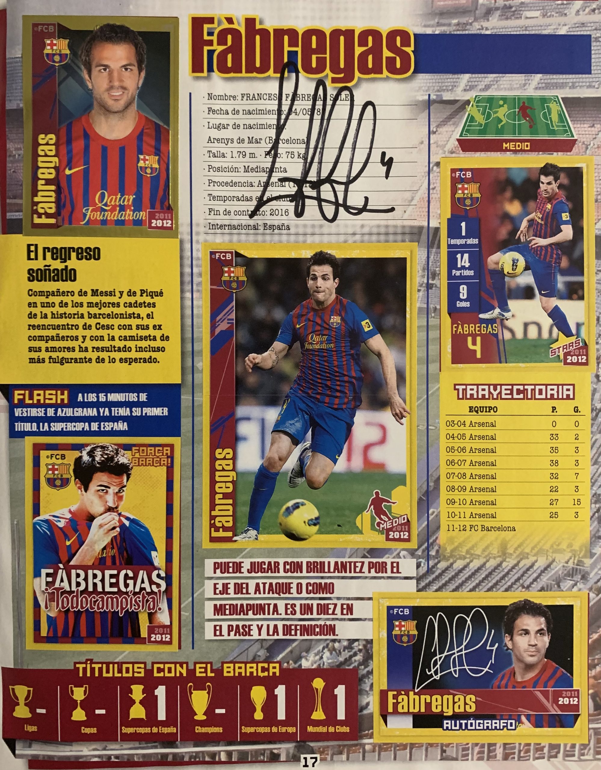 Colección FCBARCELONA 2011-2012 signat pels jugadors del Barça Fàbregas