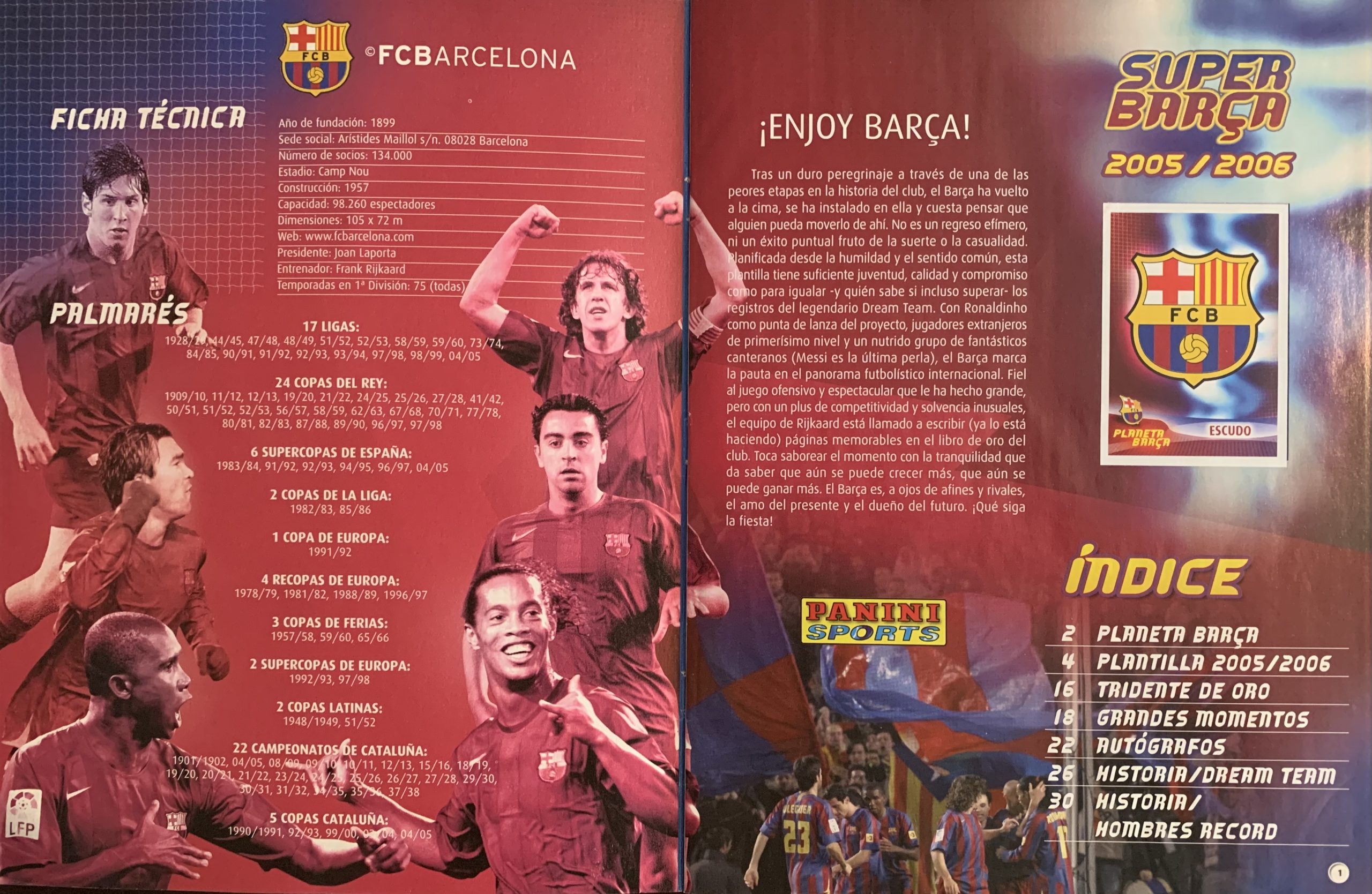 Àlbum de cromos FC Barcelona signat jugadors del Barça temporada 2005-2006