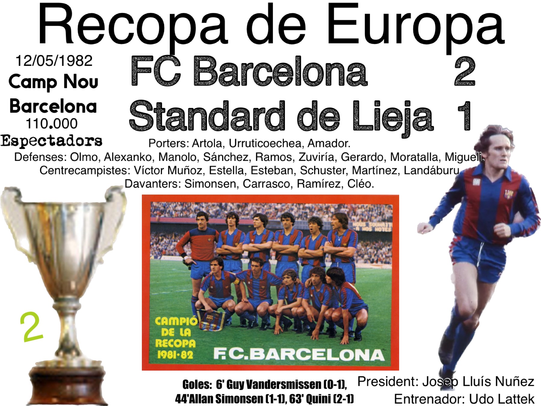 Recopa de Europa FC Barcelona Standard de Lieja Camp Nou 1982