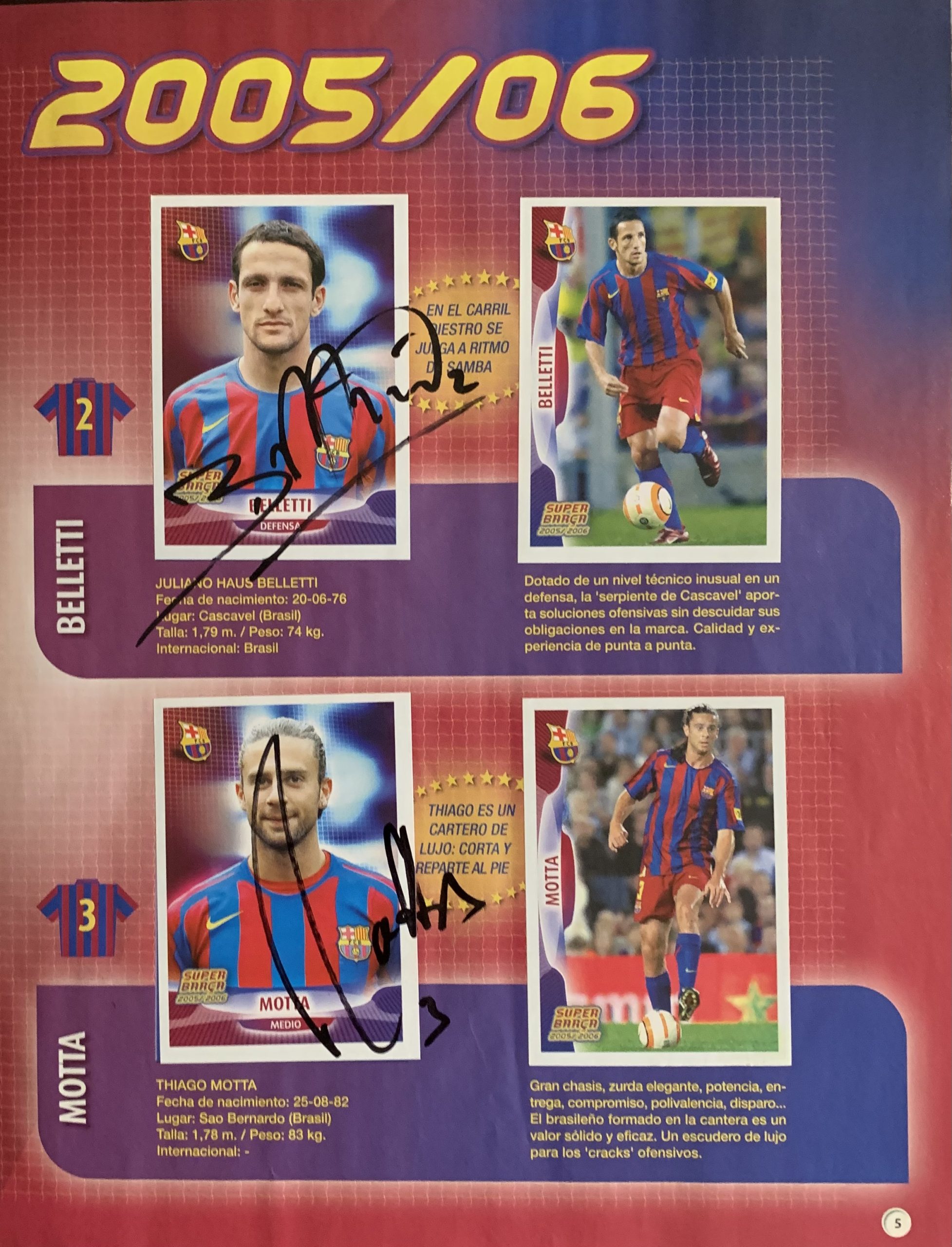 Àlbum de cromos FC Barcelona signat jugadors del Barça temporada 2005-2006 