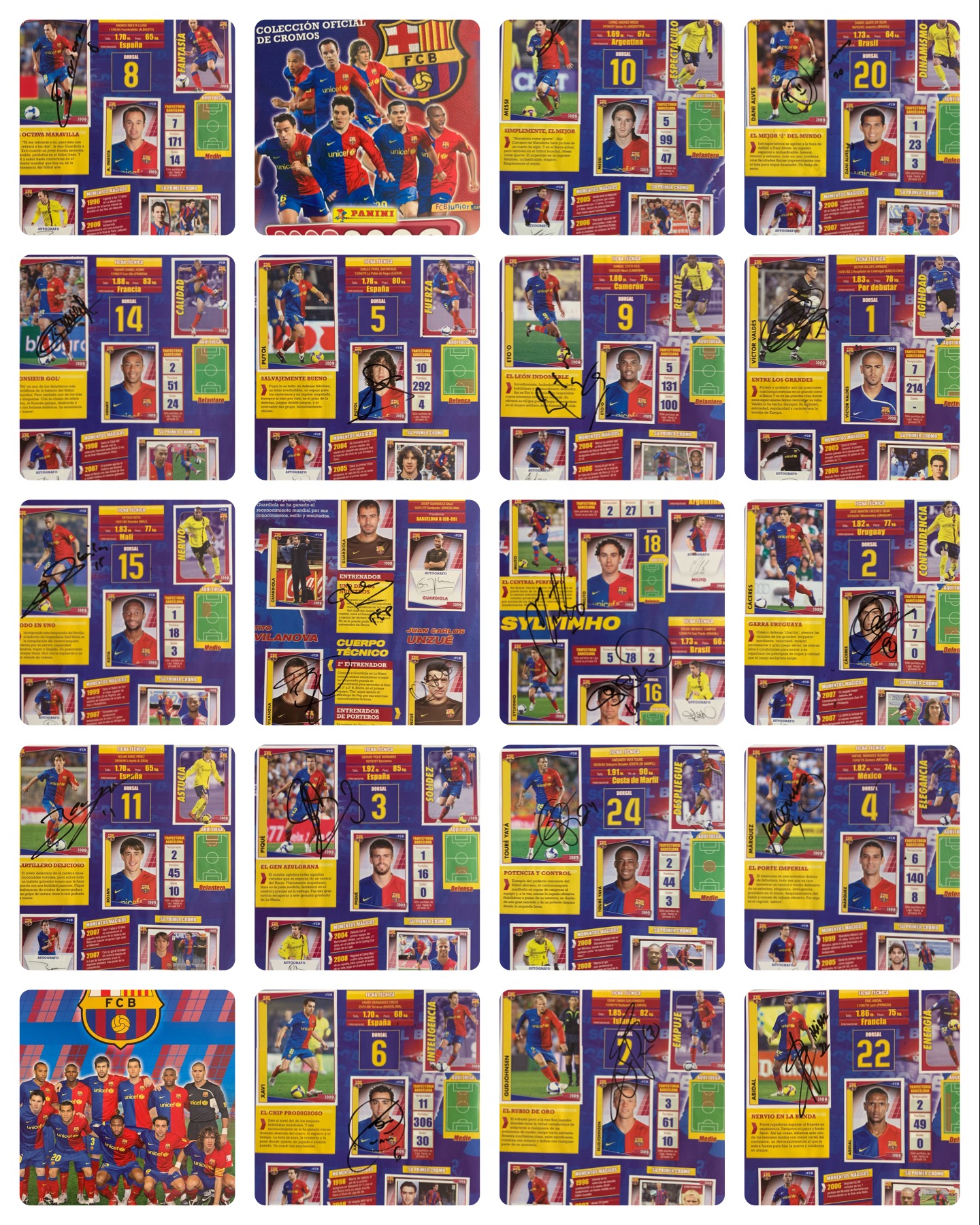 Temporada 2008-2009 FCBarcelona àlbum de cromos signat pels jugadors