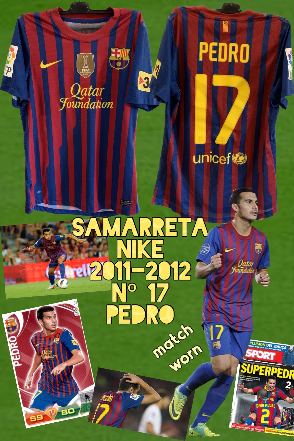 Samarreta nike FC Barcelona temporada 2011-2012 Pedro Nº 17 match worn