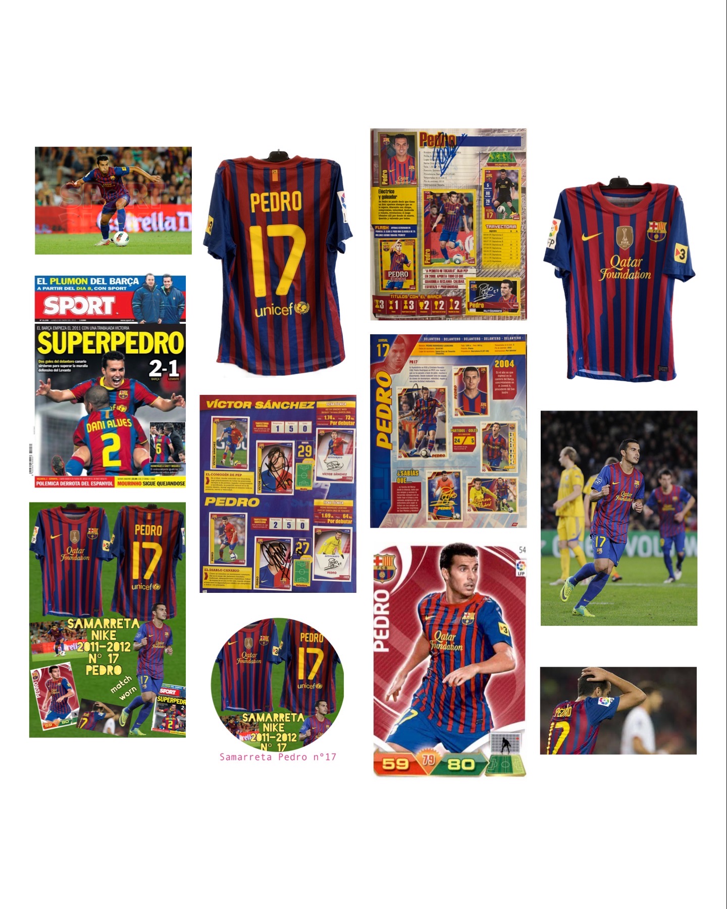 Samarreta nike FC Barcelona temporada 2011-2012 Pedro Nº 17 match worn