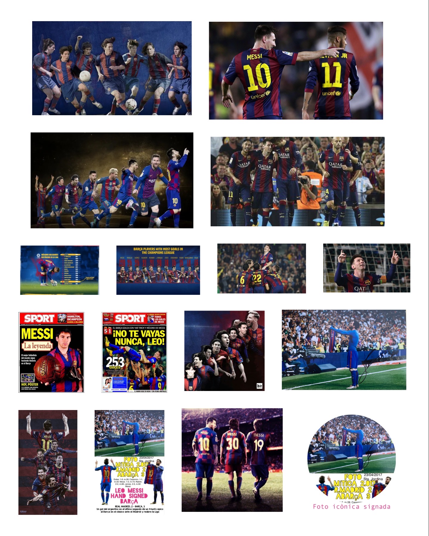 FOTO mítica R.Madrid 2-FC Barcelona 3 Leo Messi hand signed Barça 2017