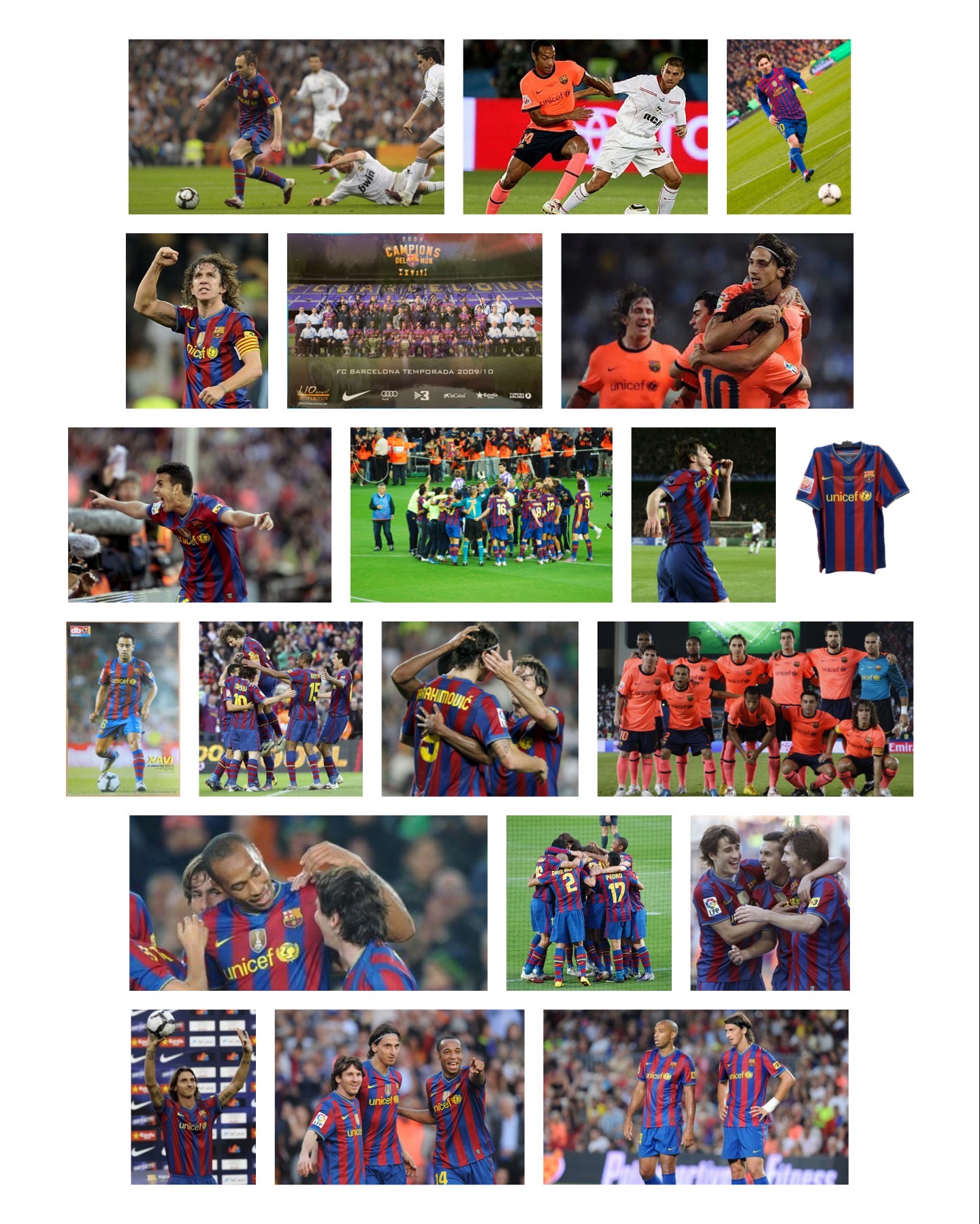 Pòster FC Barcelona signat pels jugadors temporada 2009-2010 Campions del Món