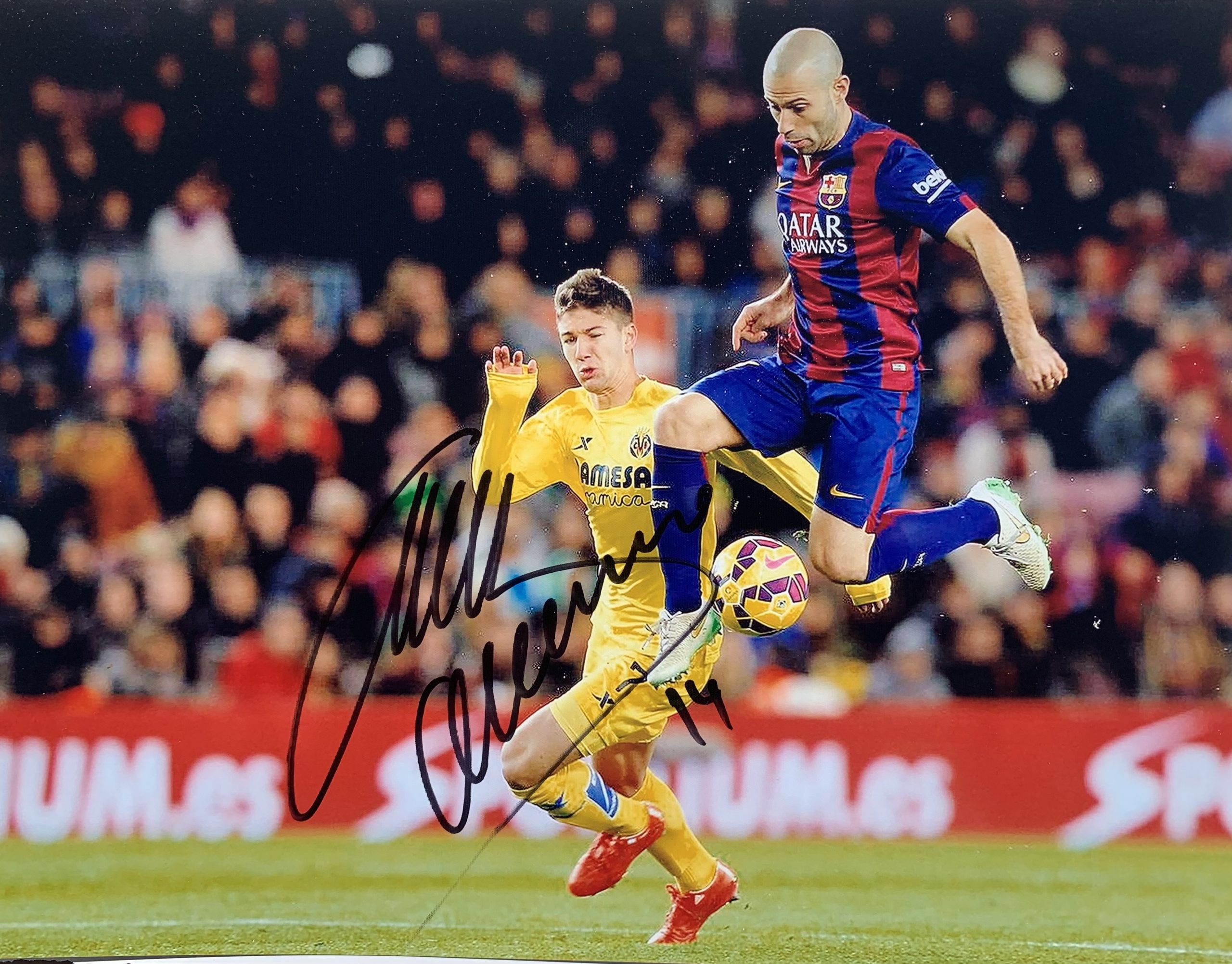 FOTO signada per Javier Mascherano 2015 Barça Vilareal. FC Barcelona