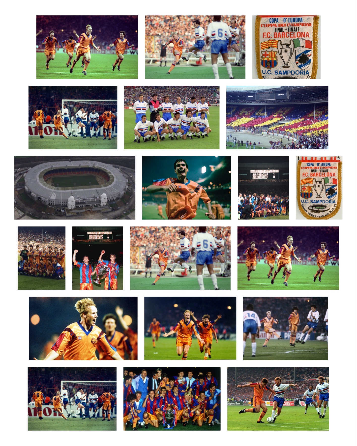Banderí FC Barcelona Final Copa de Europa 1992 signat pels jugadors del Barça
