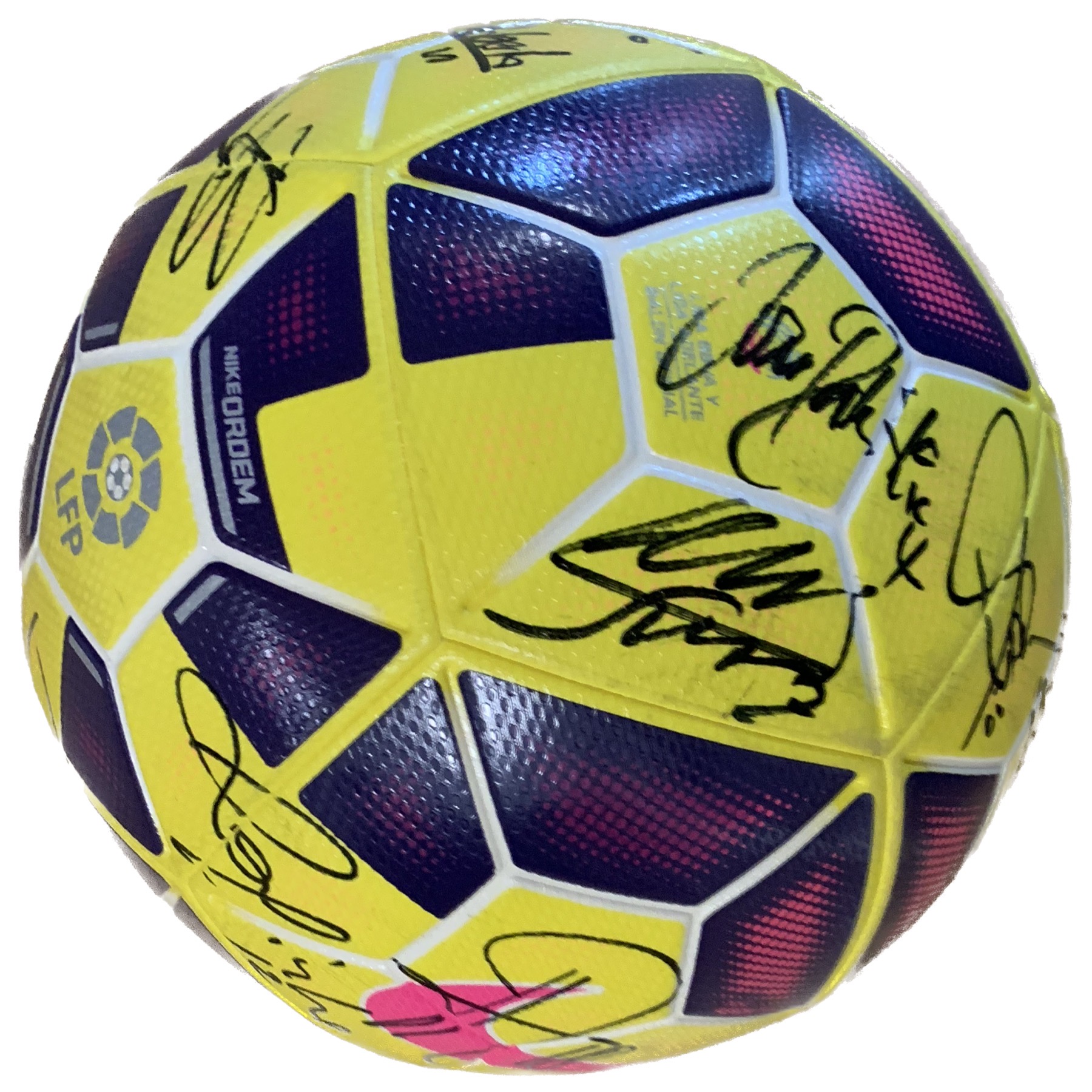 Pilota de partit nike liga 2014-2015 FC Barcelona signada pels jugadors del Barça