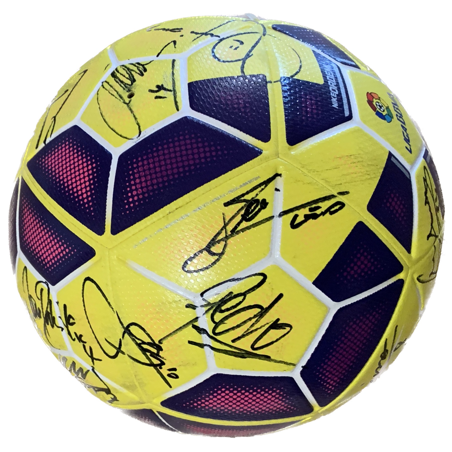 Pilota de partit nike liga 2014-2015 FC Barcelona signada pels jugadors del Barça