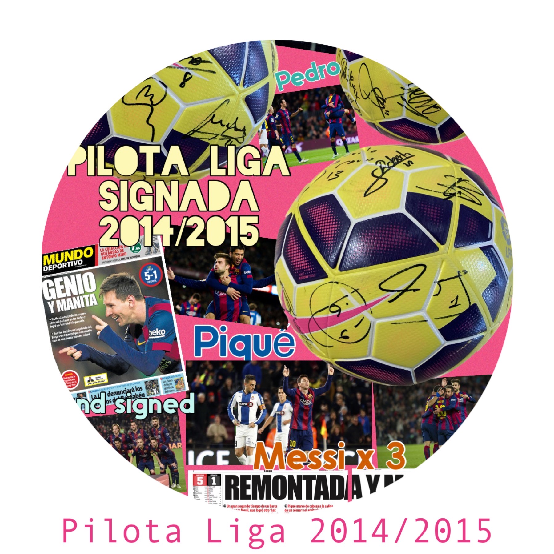 Pilota de partit nike liga 2014-2015 FC Barcelona signada pels jugadors del Barça