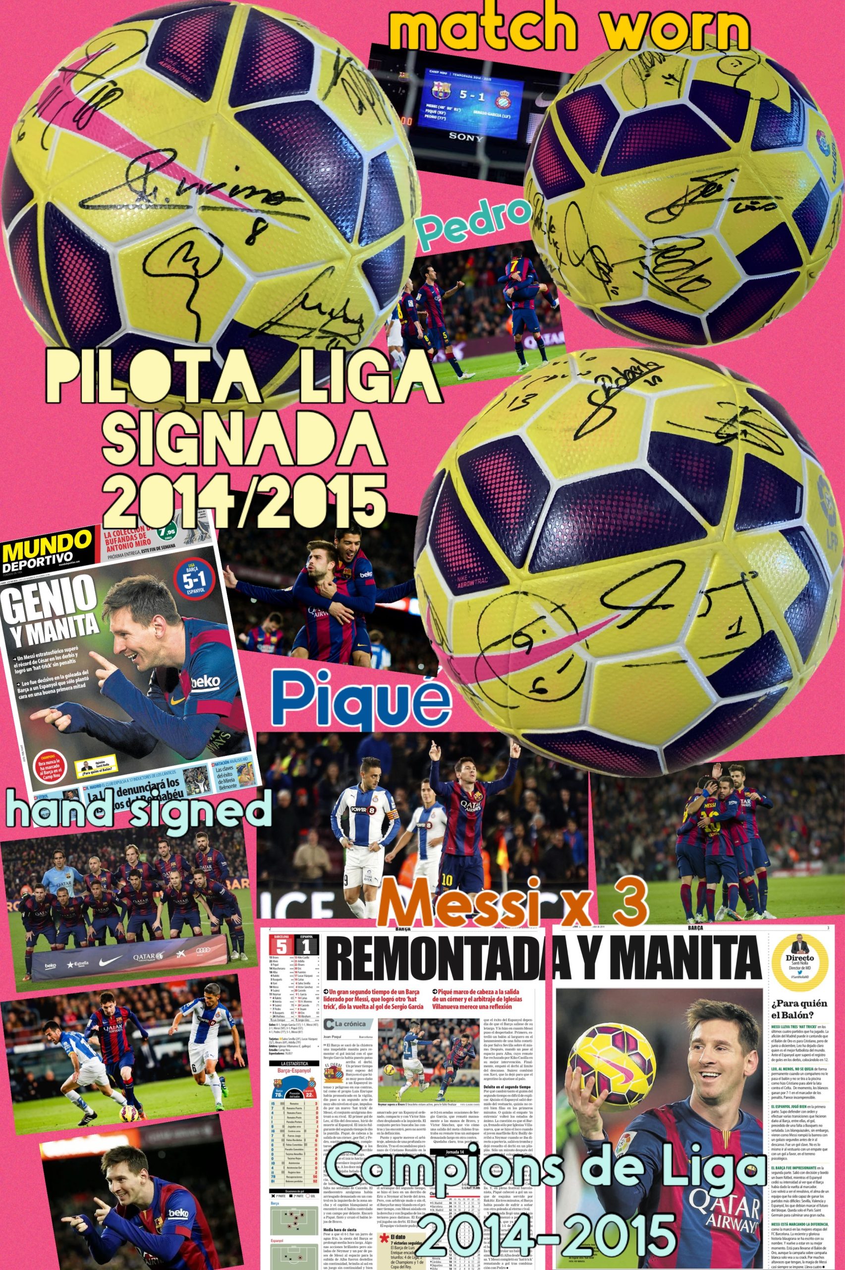 Pilota de partit nike liga 2014-2015 FC Barcelona signada pels jugadors del Barça