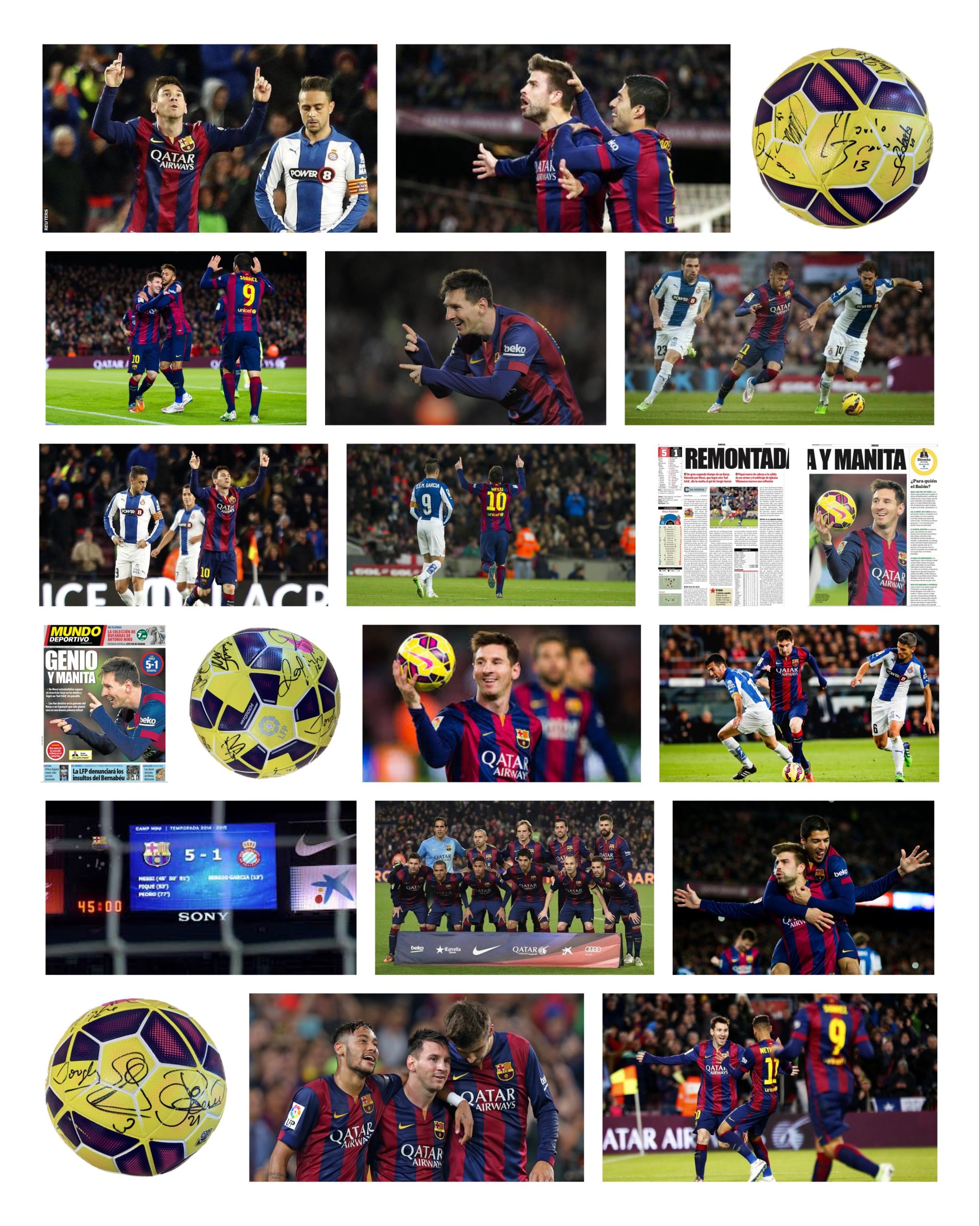 Pilota de partit nike liga 2014-2015 FC Barcelona signada pels jugadors del Barça