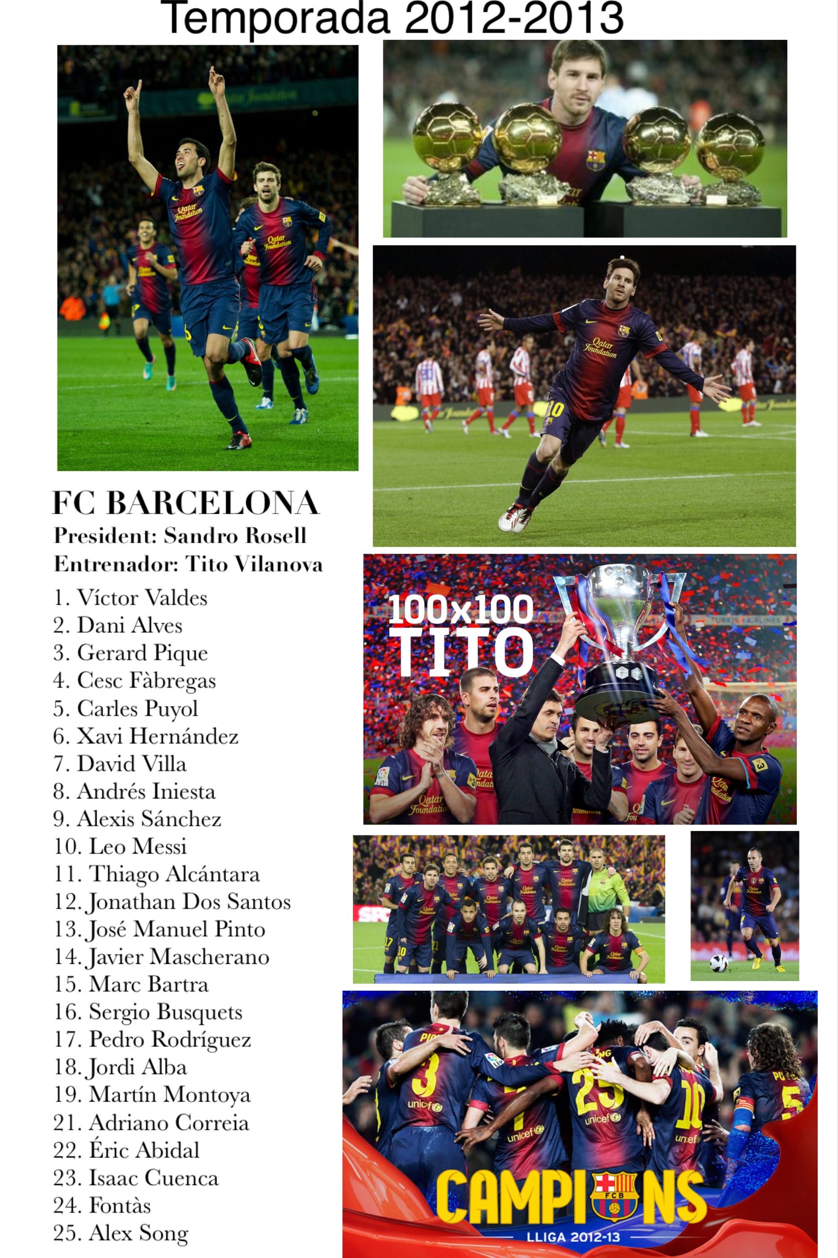 La liga dels 100 punts Tito Vilanova 2012-2013 FC Barcelona