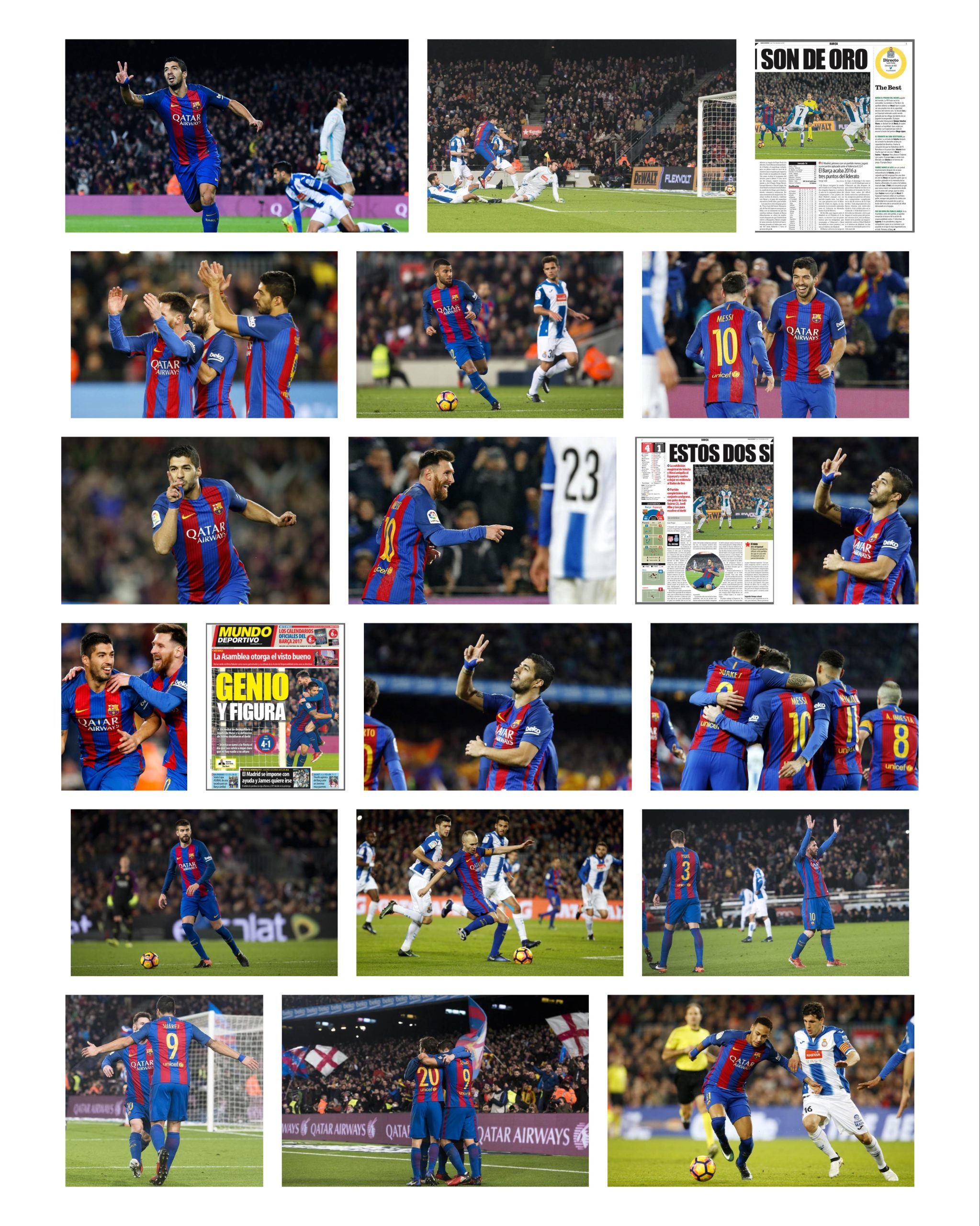 Foto signada per Luis Suárez 2016/2017 Barça 4 Espanyol 1
