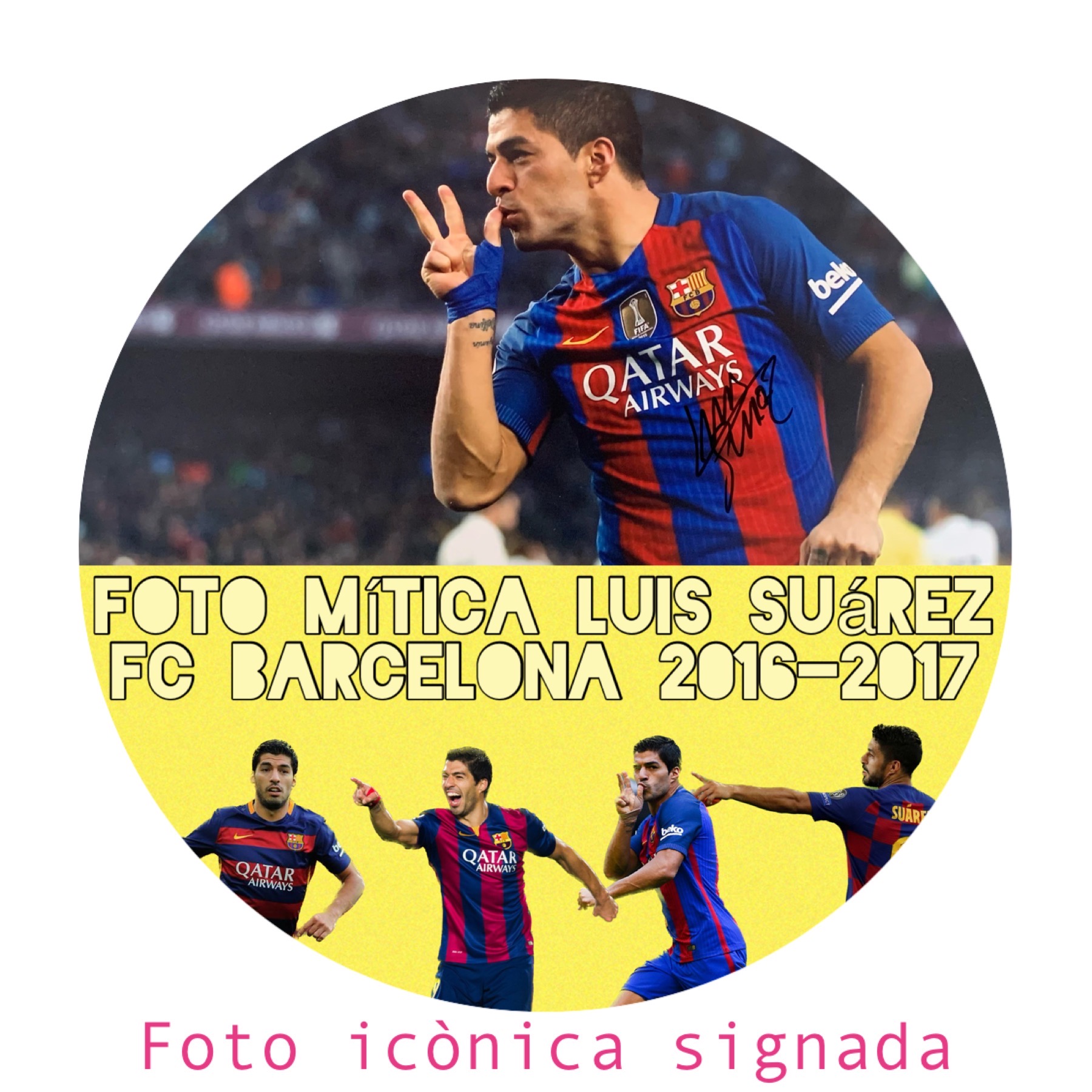Foto mítica Luis Suarez 2016-2017 gol signe d'amor dos fills i dona