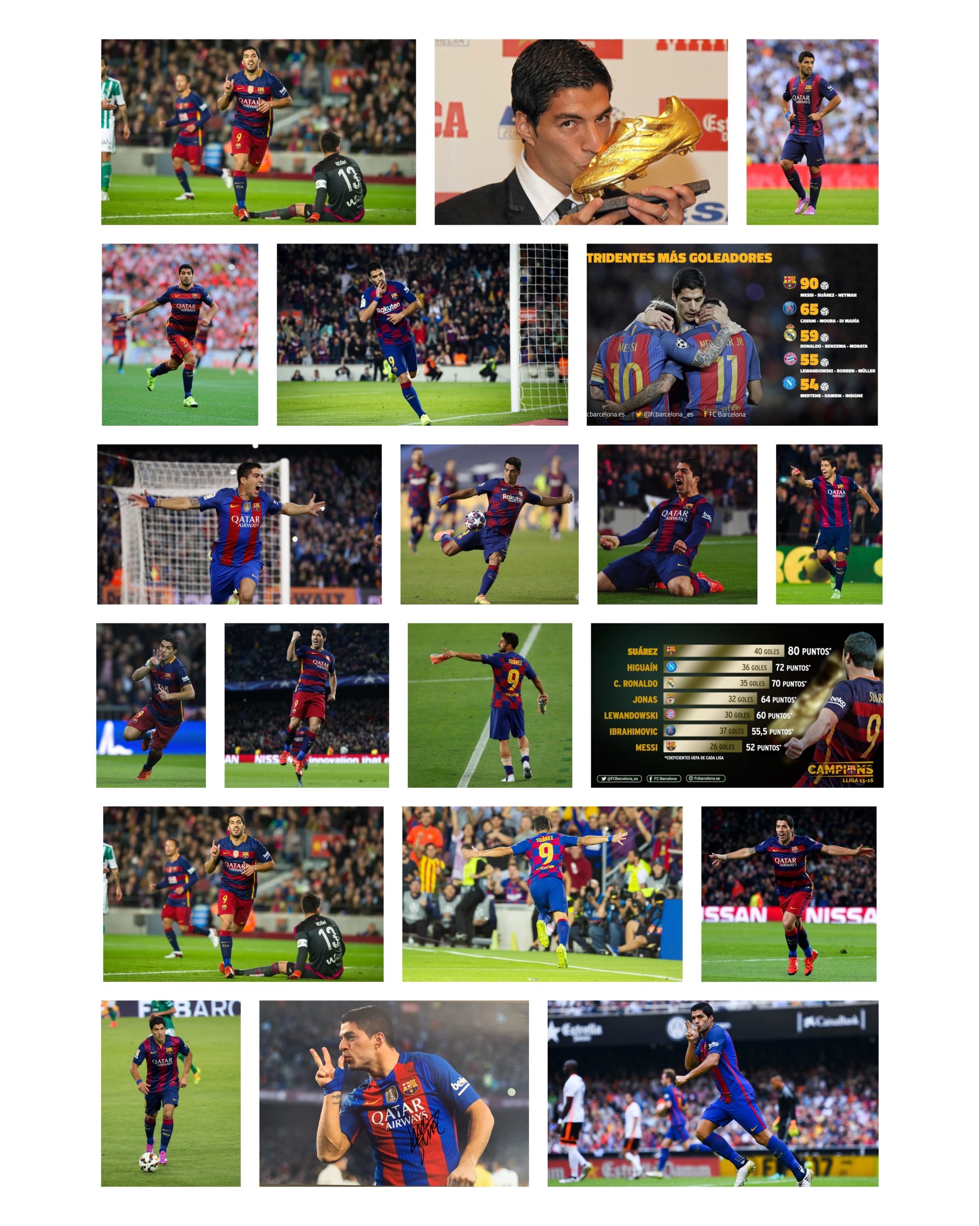 Foto mítica Luis Suarez 2016-2017 gol signe d'amor dos fills i dona