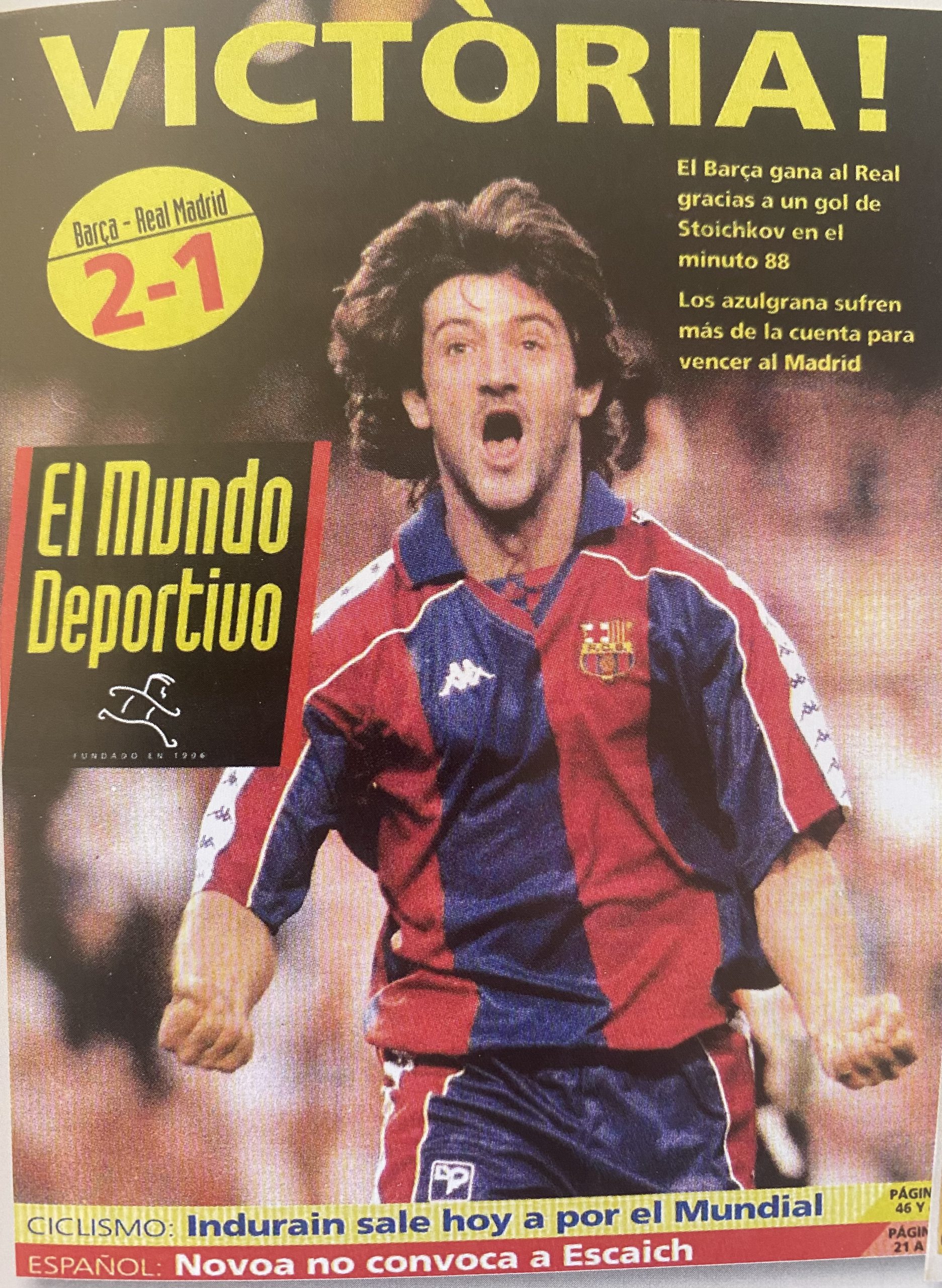 Barça 2 R.Madrid 1 Victoria el mundo deportivo 30/01/1993