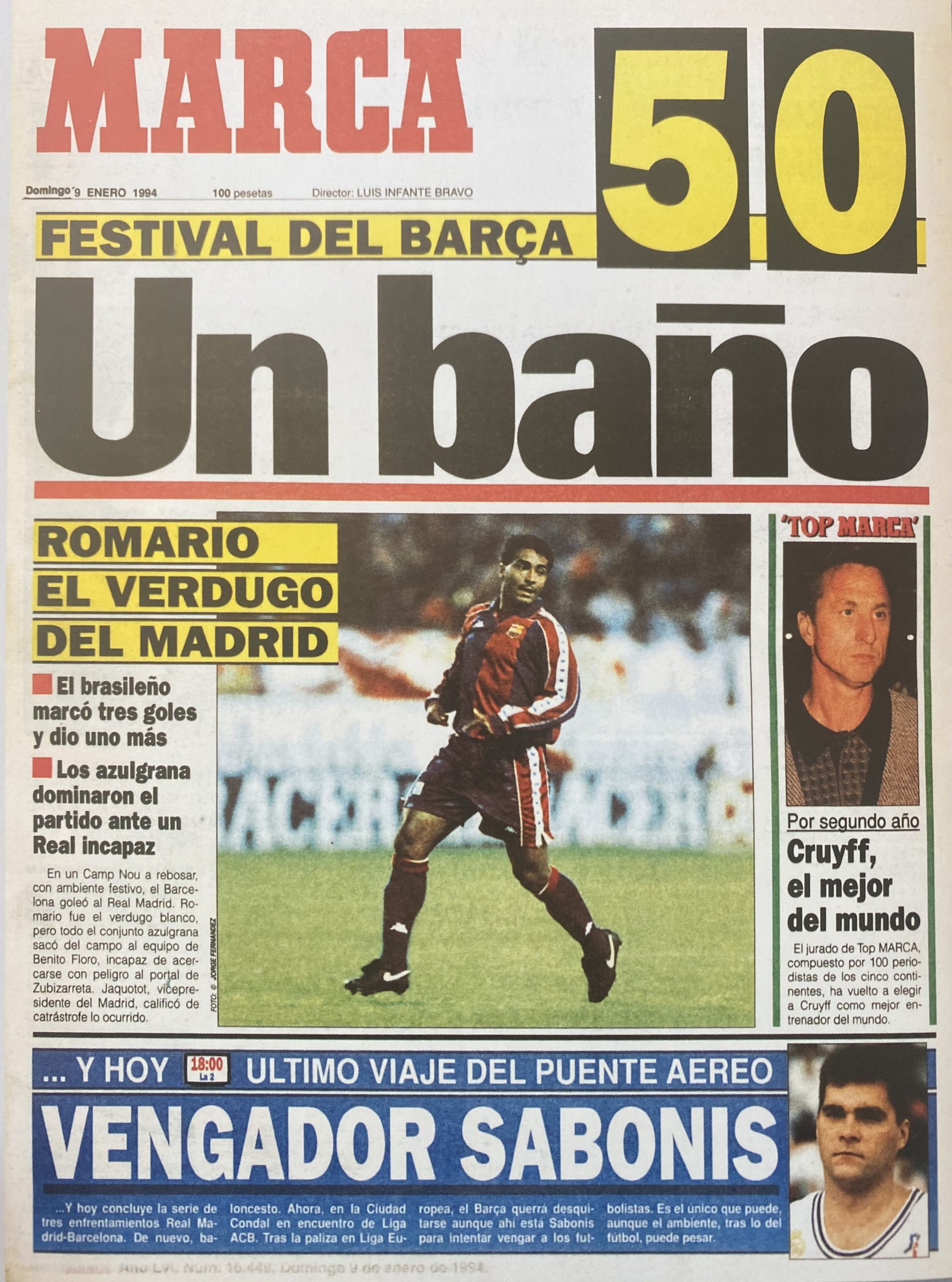 FC Barcelona 5 Real Madrid 0 MARCA 09/01/1994 Romario