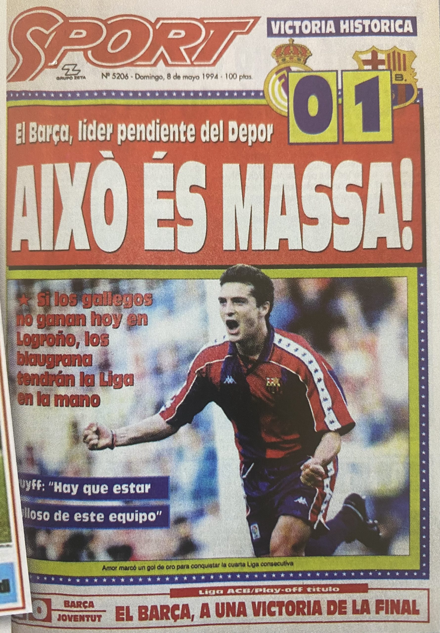 Real Madrid 0 fFC Barcelona 2 Sports 08/05/1994 Amor