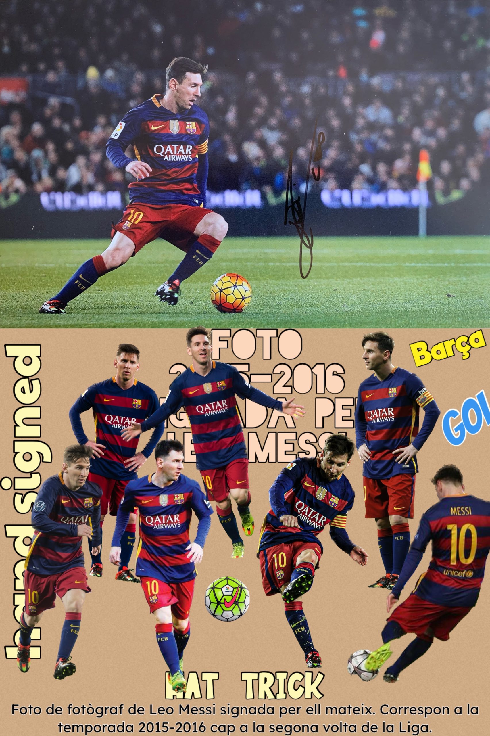 Foto Messi 2015-2016 signada hand signed segona volta Lliga