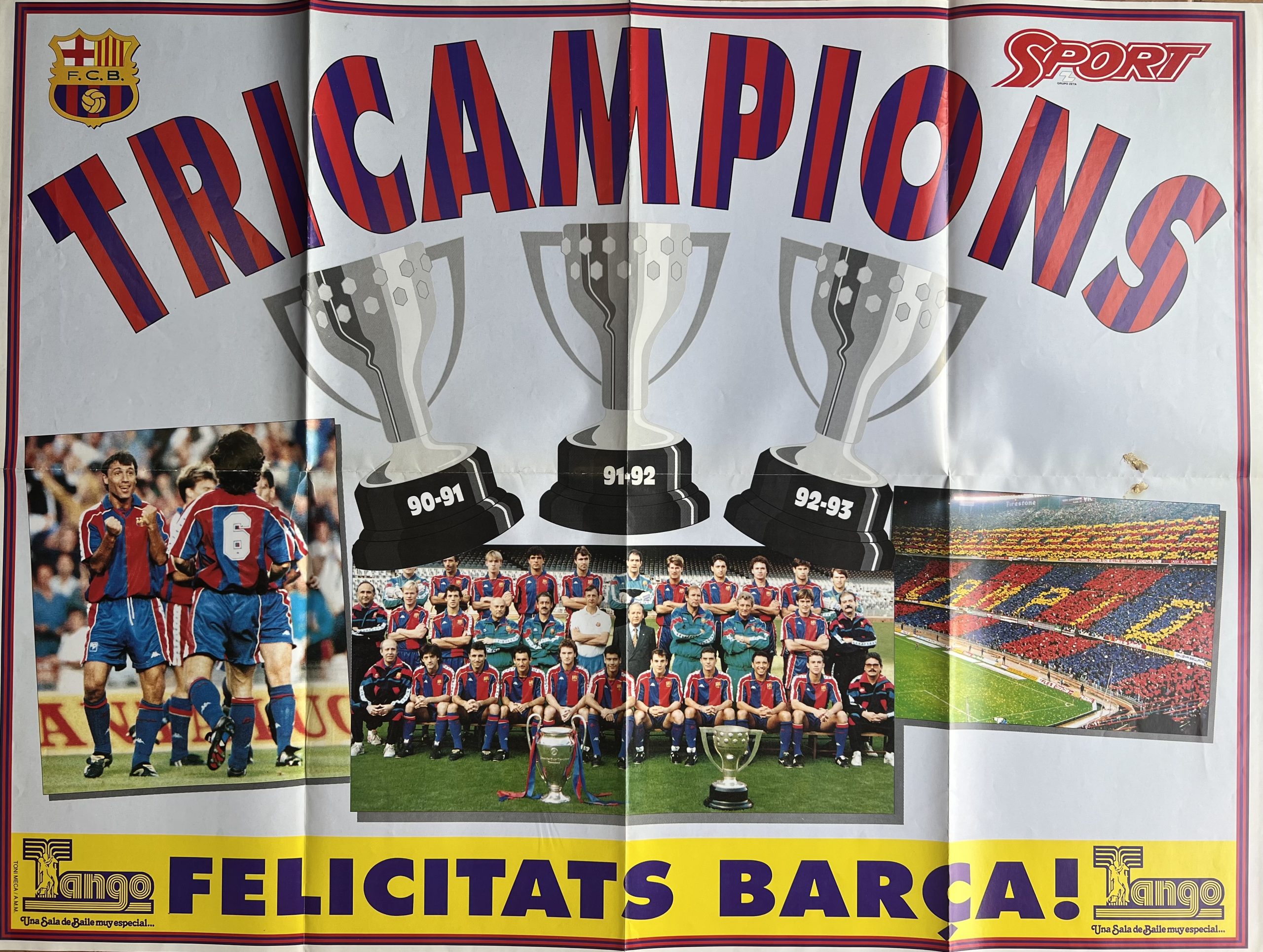 pòster FC Barcelona 1992-1993 3a Liga seguida plantilla