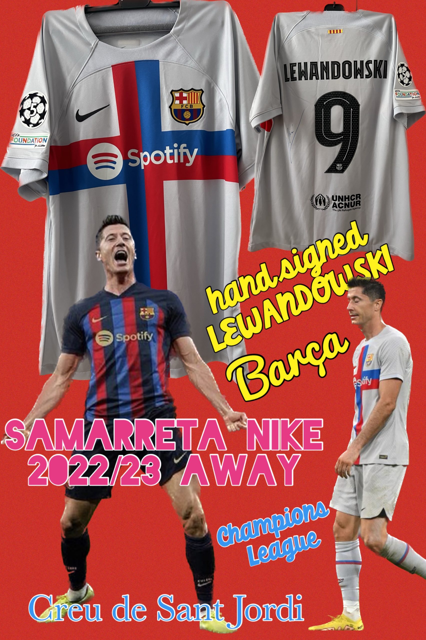 Samarreta Nike 2022/23 away Lewandpwski hand signed FC Barcelona