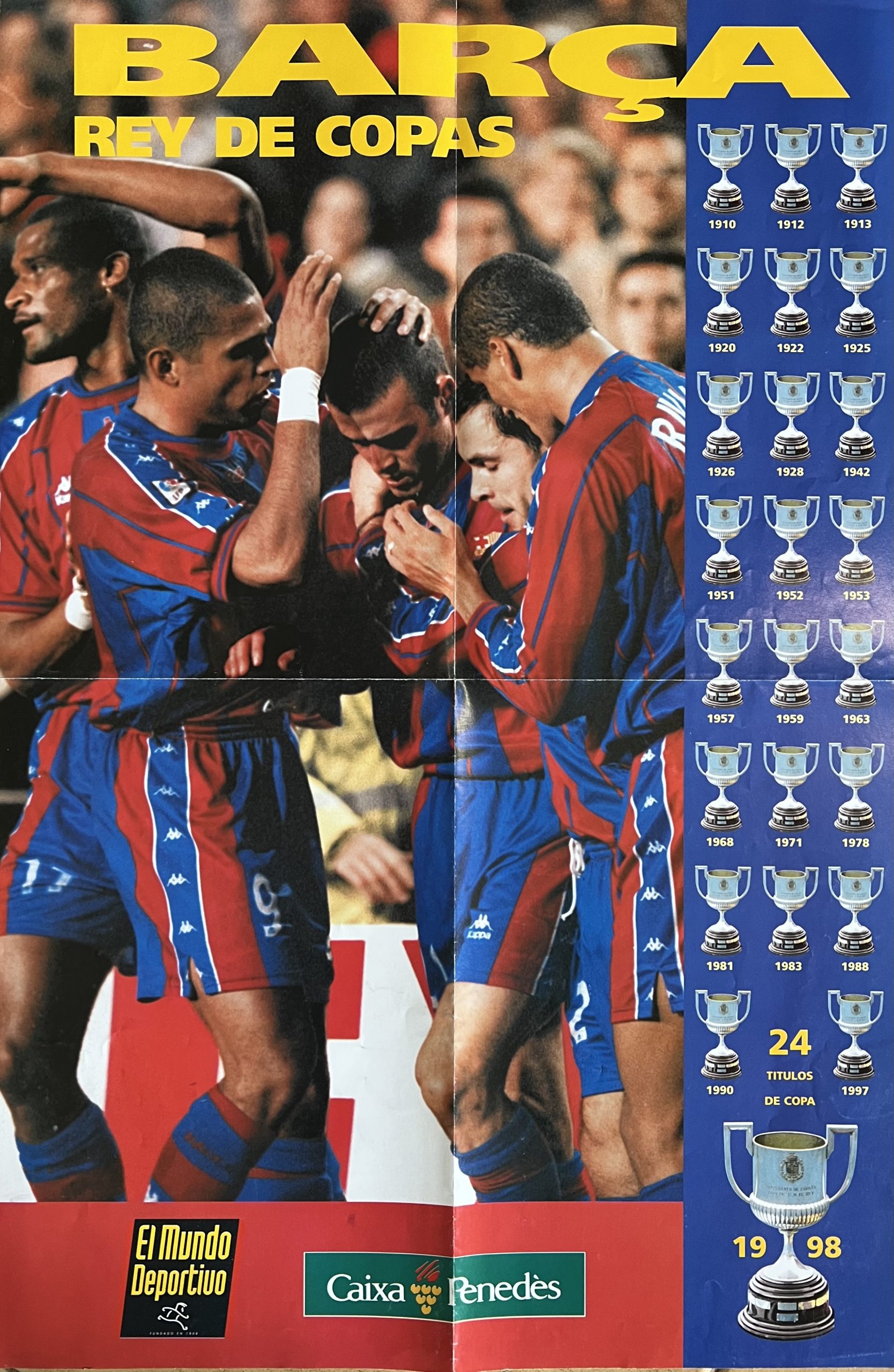FC Barcelona Campiò de 24 copa pòster 1998 el Mundo Deportivo