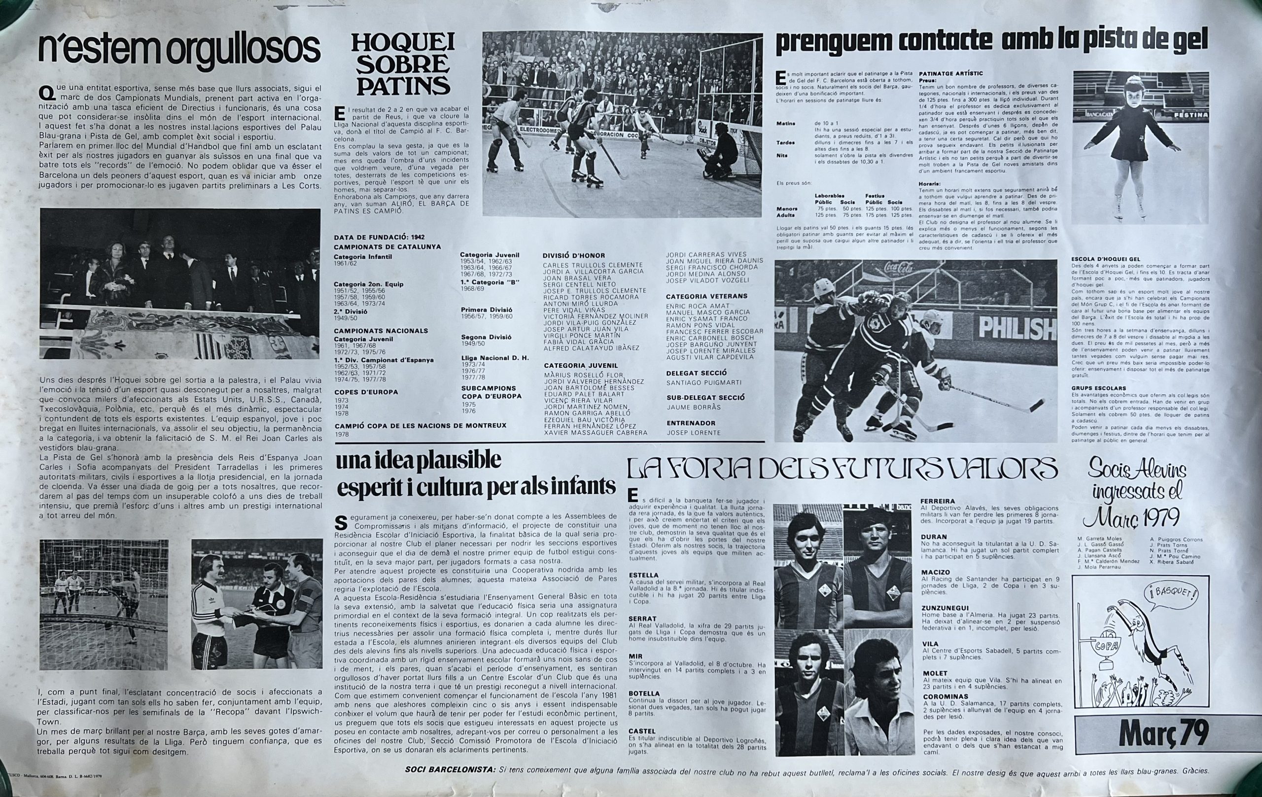 pòster oficial FC Barcelona Migueli març1979 amb revista Barça al dors Estrella / Danone