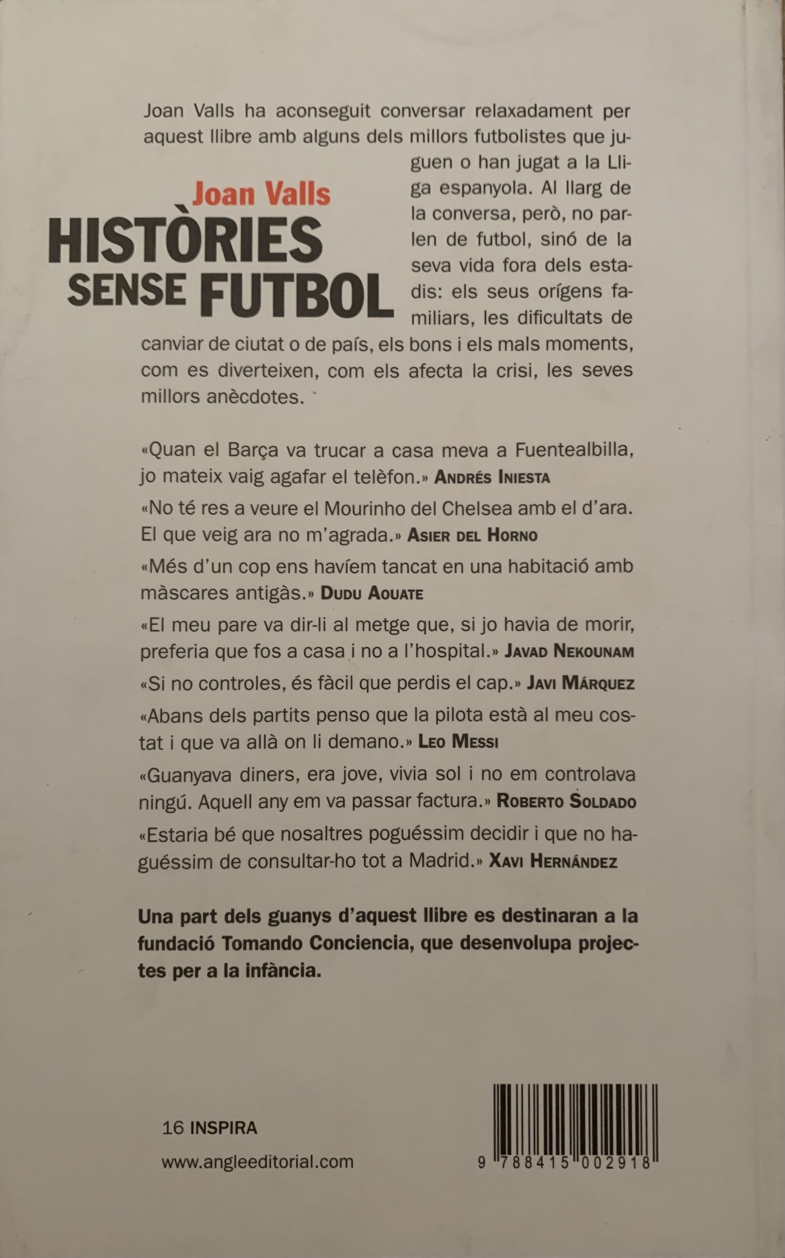 Històries sense futbol - Joan Valls - Angle Editorial - 2016