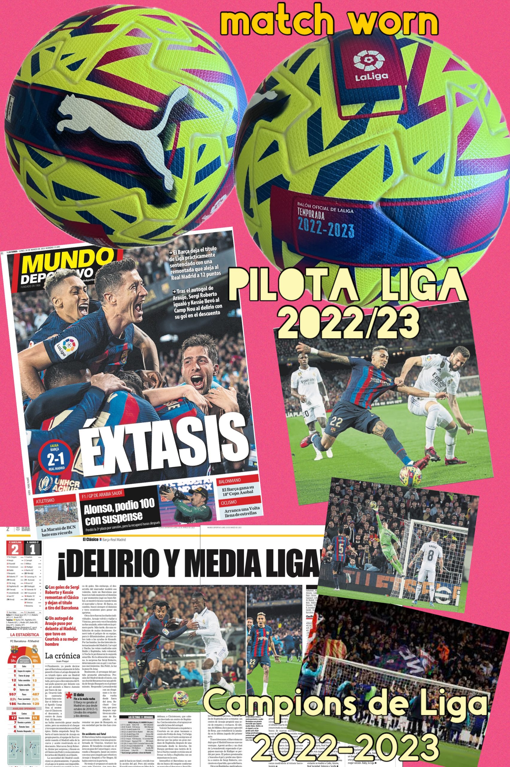 Pilota puma 1ª liga de Xavi entrenador 2022-2023 FC Barcelona de partit away (groga)