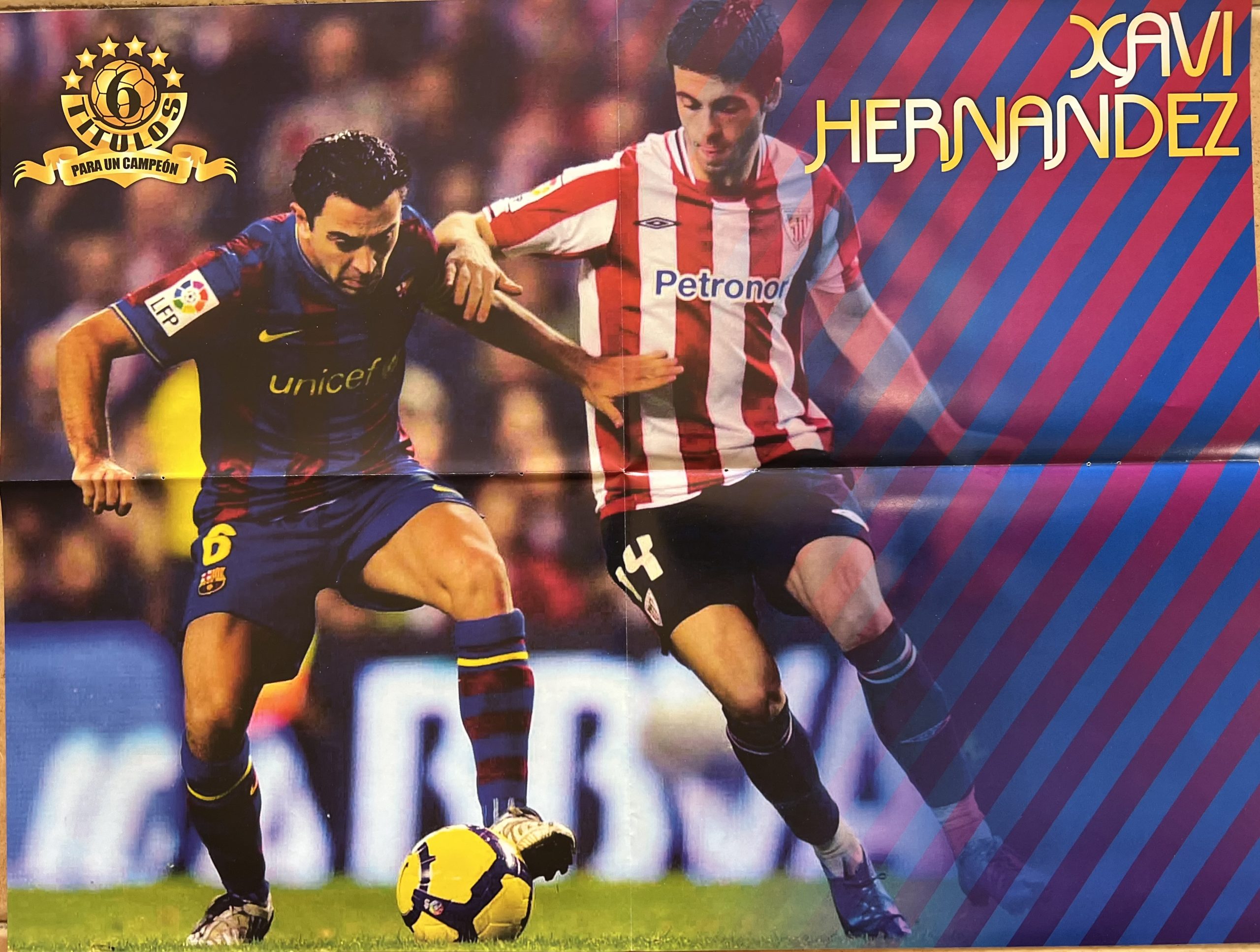 pòster FC Barcelona Xavi 2011 sis copes (primer equip a Europa)