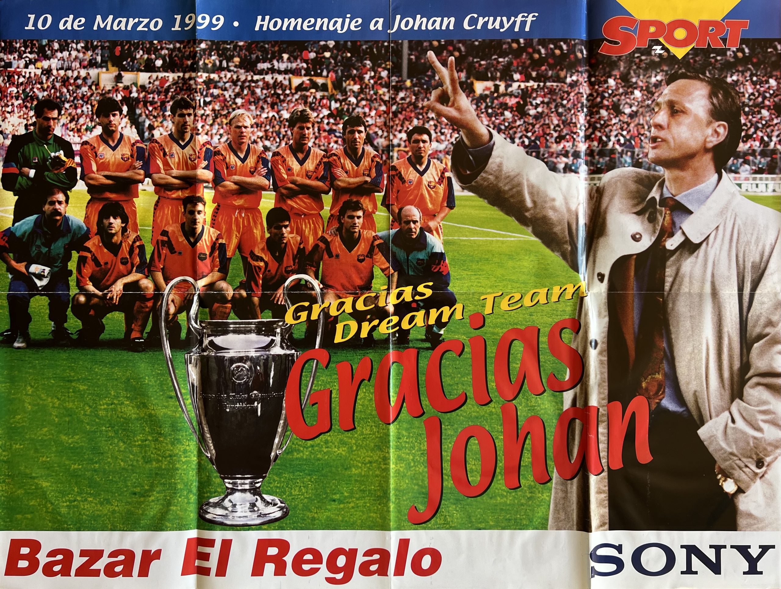 pòster partit agraïment FC Barcelona 1992 Johan Cruyff 1999