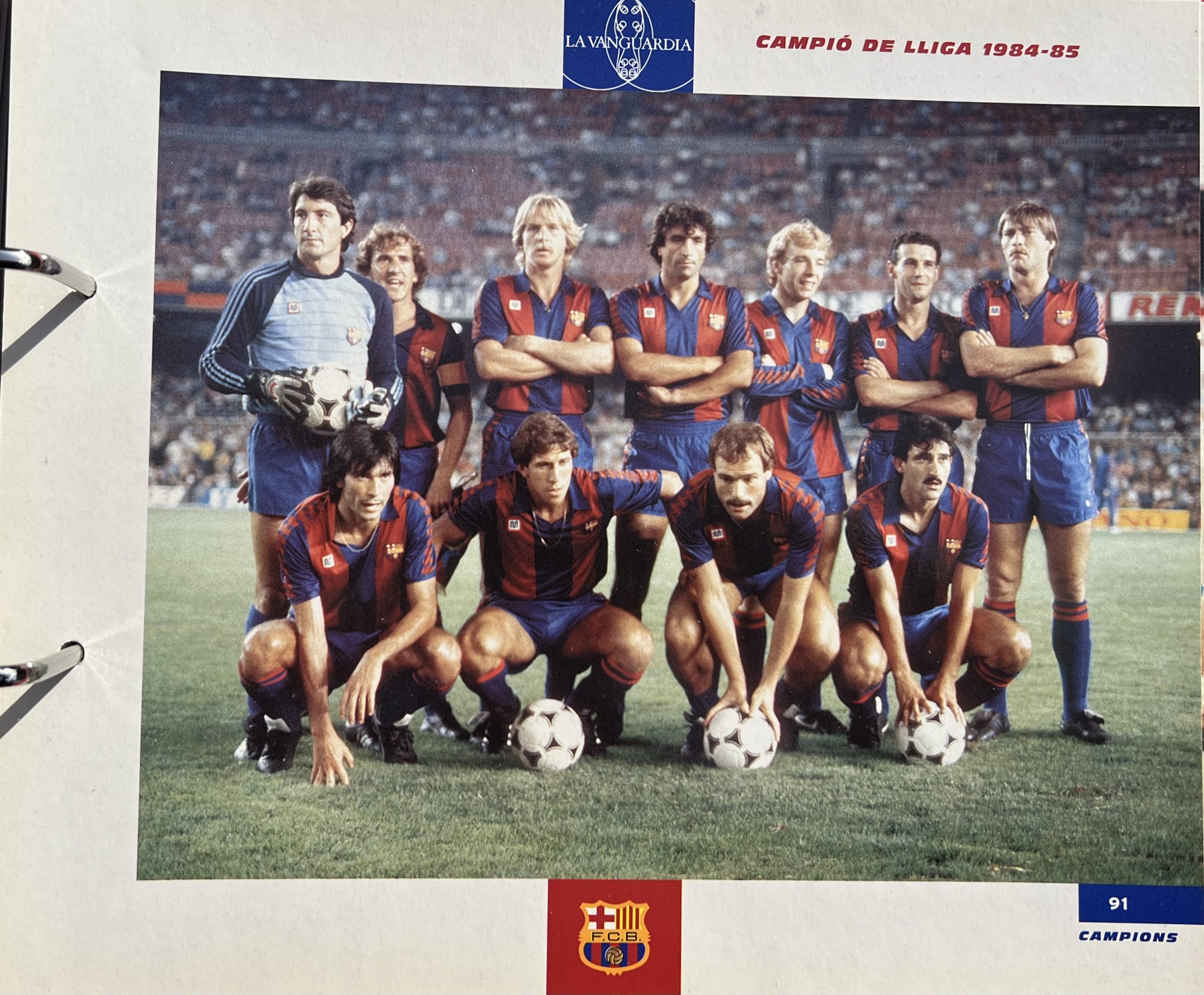 Gran àlbum de cromos del Barça la Vanguardia 1999 fitxa 94 liga 1984-85
