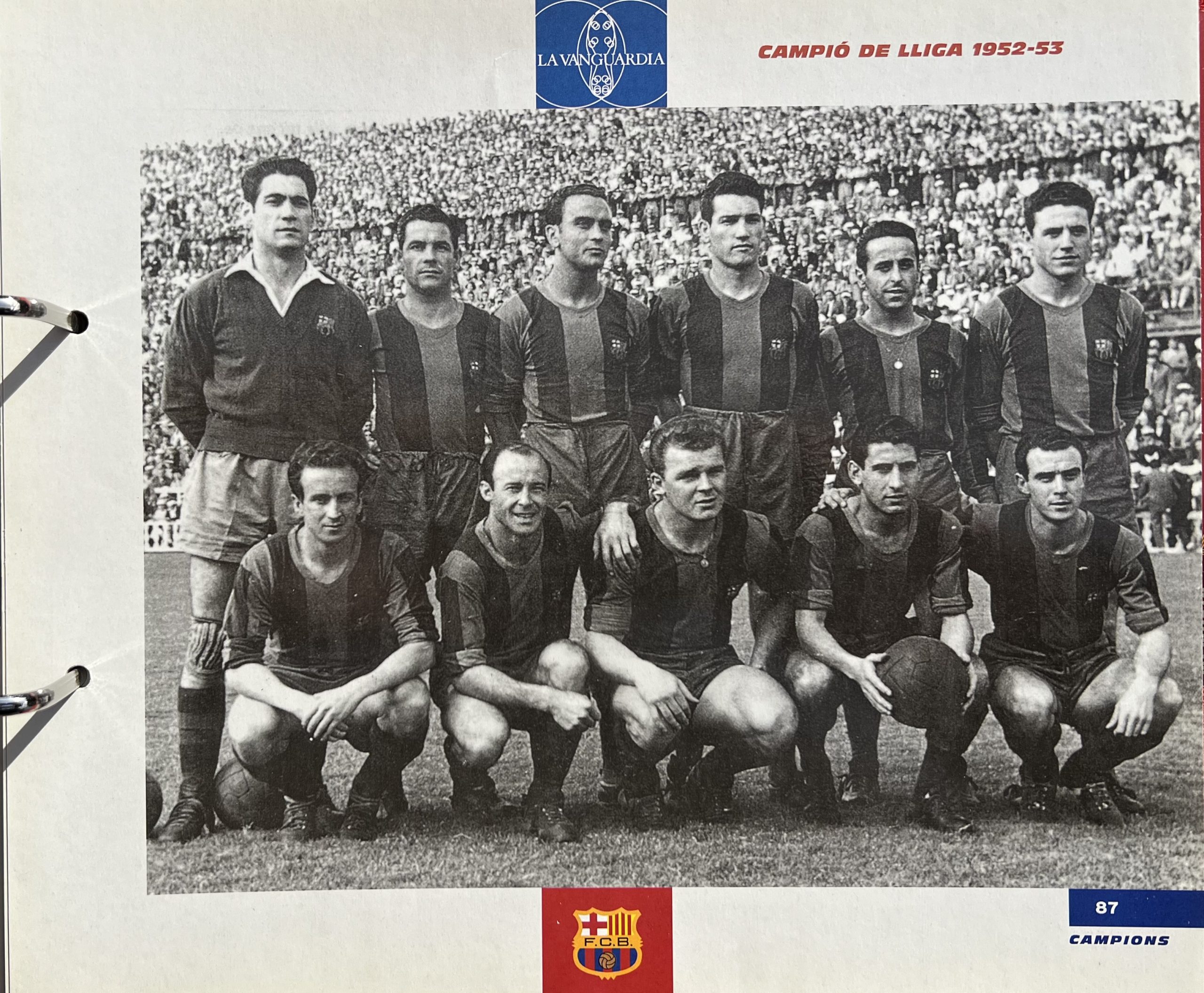 Gran àlbum de cromos del Barça la Vanguardia 1999 fitxa 87 liga 1952-53