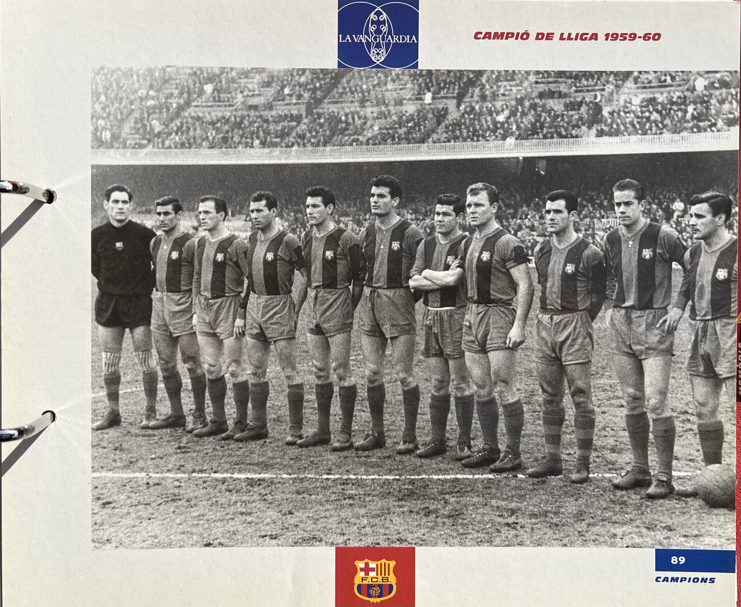 Gran àlbum de cromos del Barça la Vanguardia 1999 fitxa 89 liga 1959-60