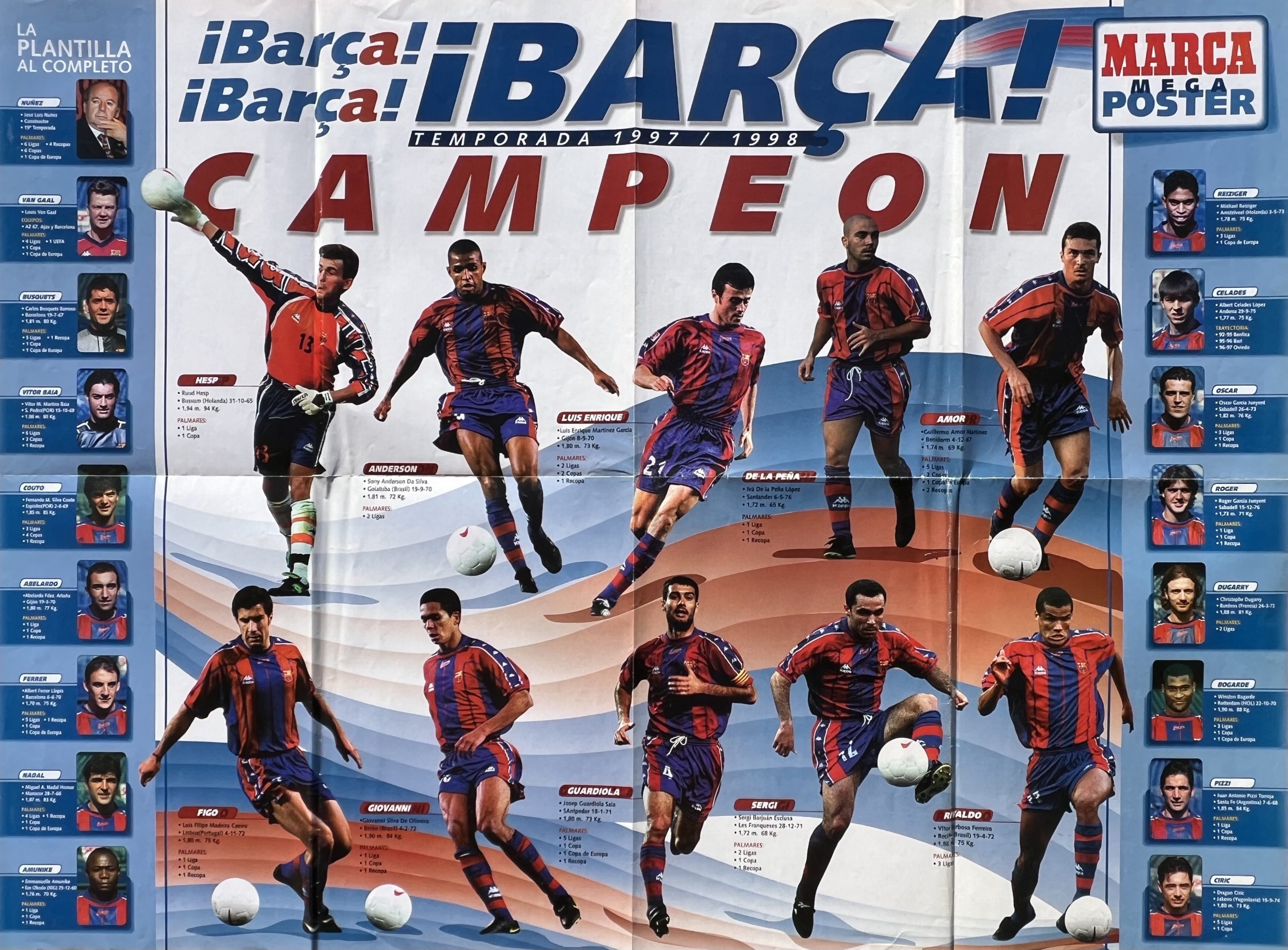 pòster FC Barcelona 1997-1998 Marca mega póster