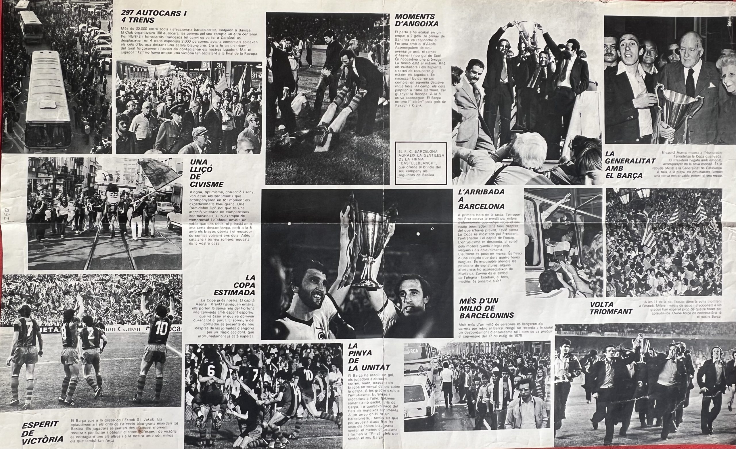 pòster FC Barcelona Campions Recopa 78/79 dorada Danone juny 1979