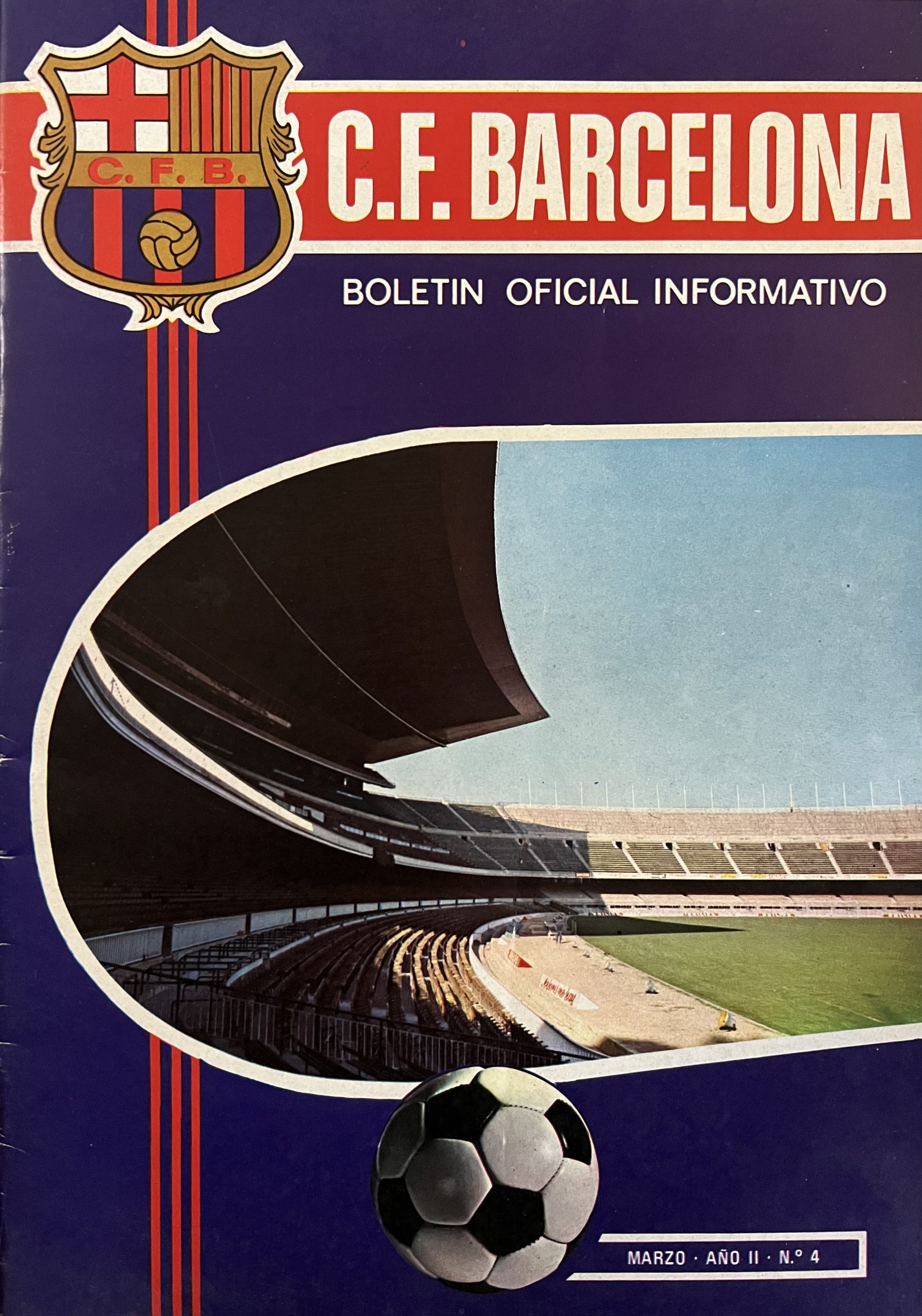F.C.BARCELONA - BOLETIN OFICIAL INFORMATIVO Marzo 1971 . AÑO II - Nº 4