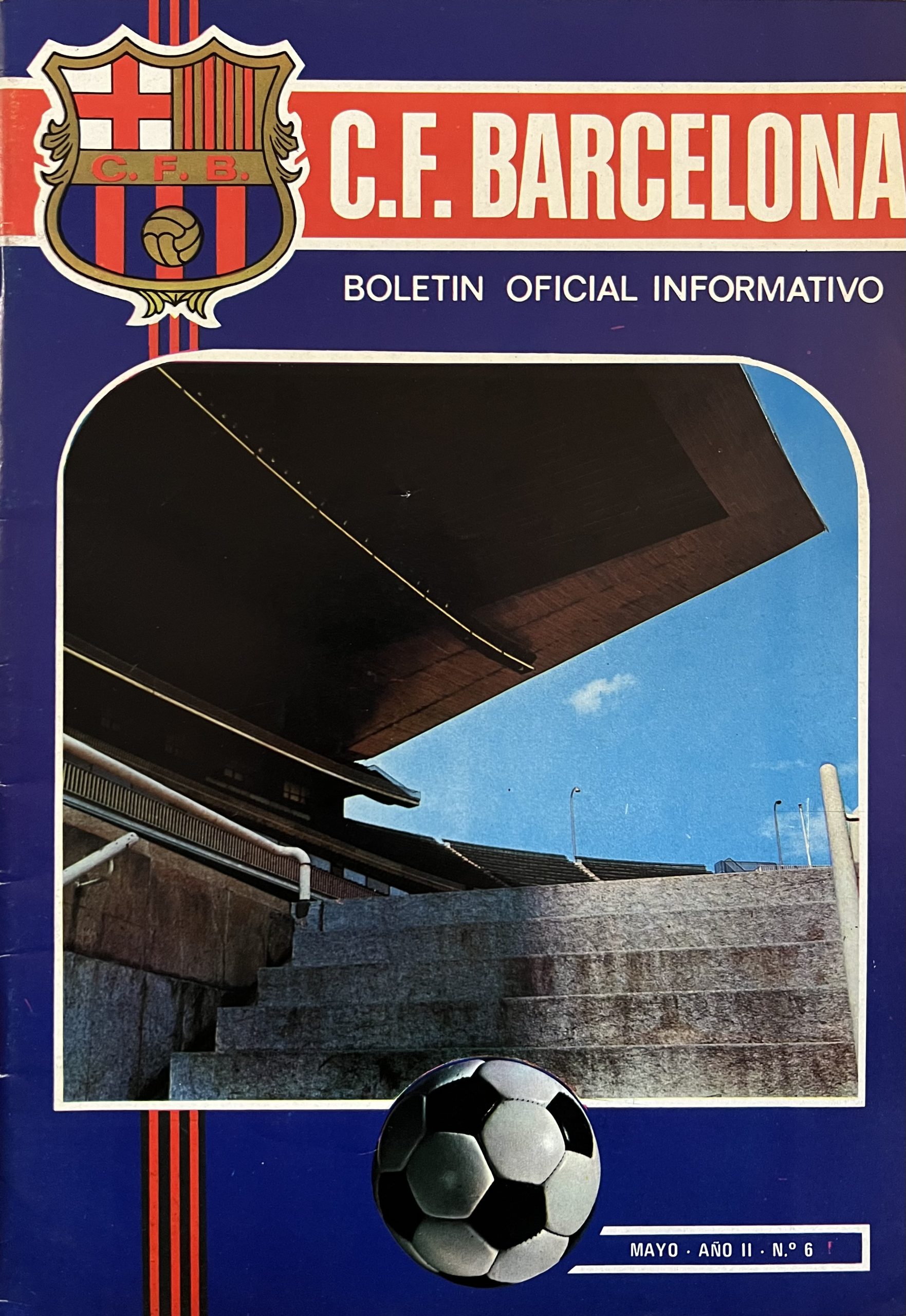F.C.BARCELONA - BOLETIN OFICIAL INFORMATIVO Mayo 1971 . AÑO II - Nº 6