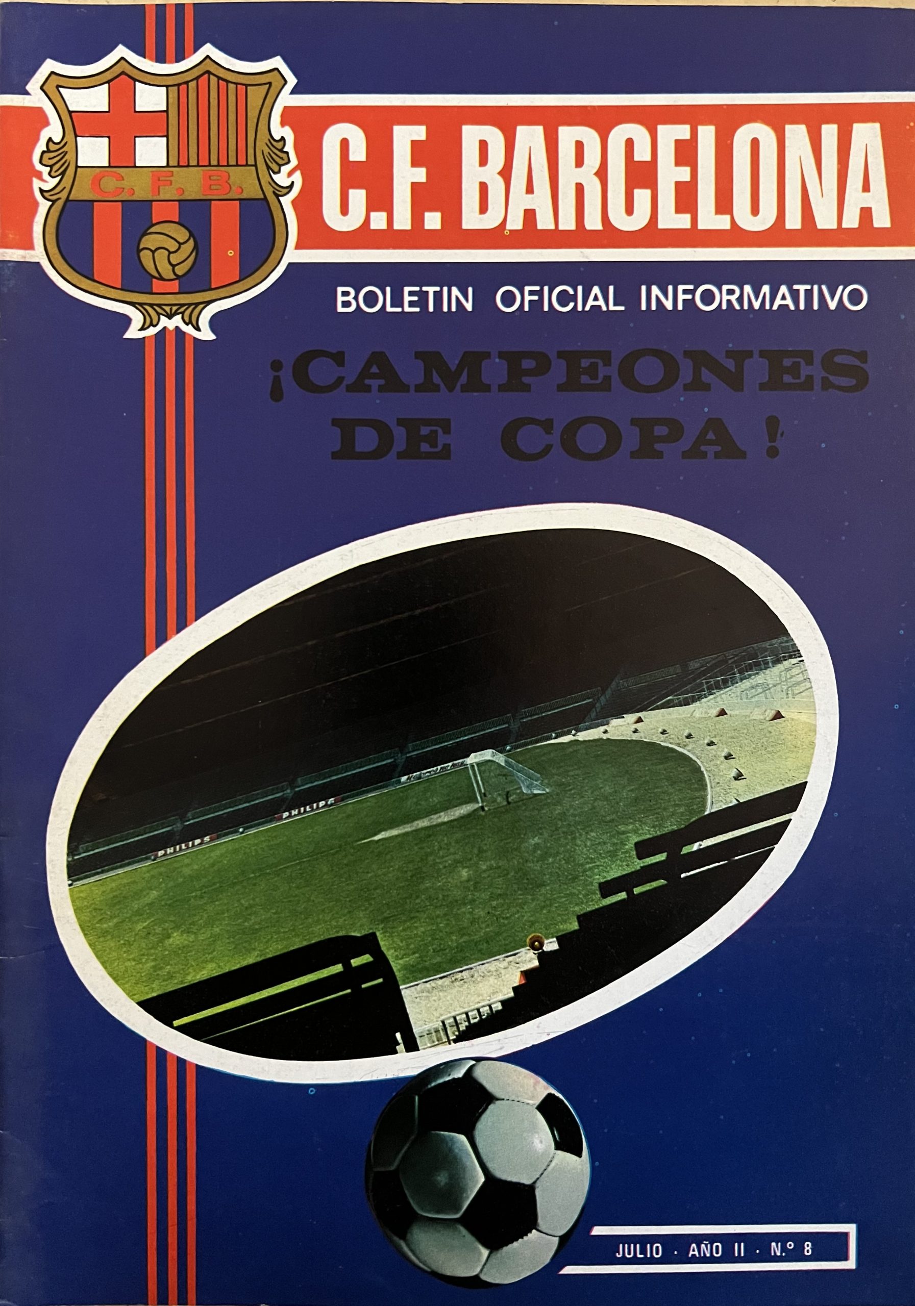 F.C.BARCELONA - BOLETIN OFICIAL INFORMATIVO Julio 1971 . AÑO II - Nº 8