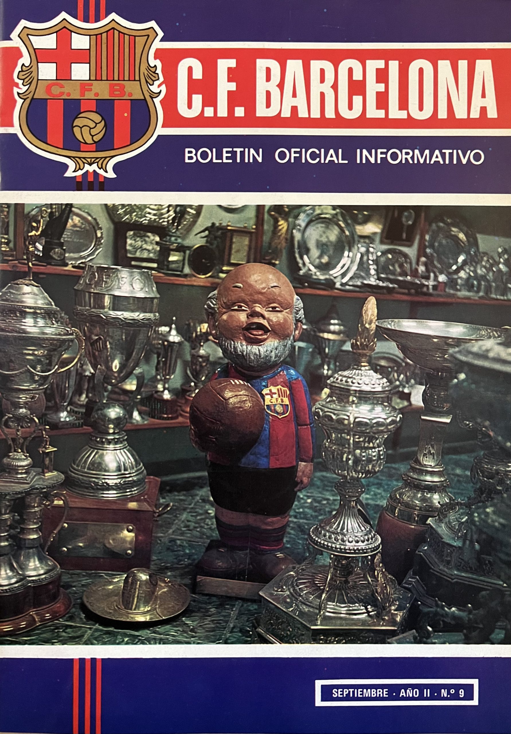 F.C.BARCELONA - BOLETIN OFICIAL INFORMATIVO Septiembre 1971 . AÑO II - Nº 9