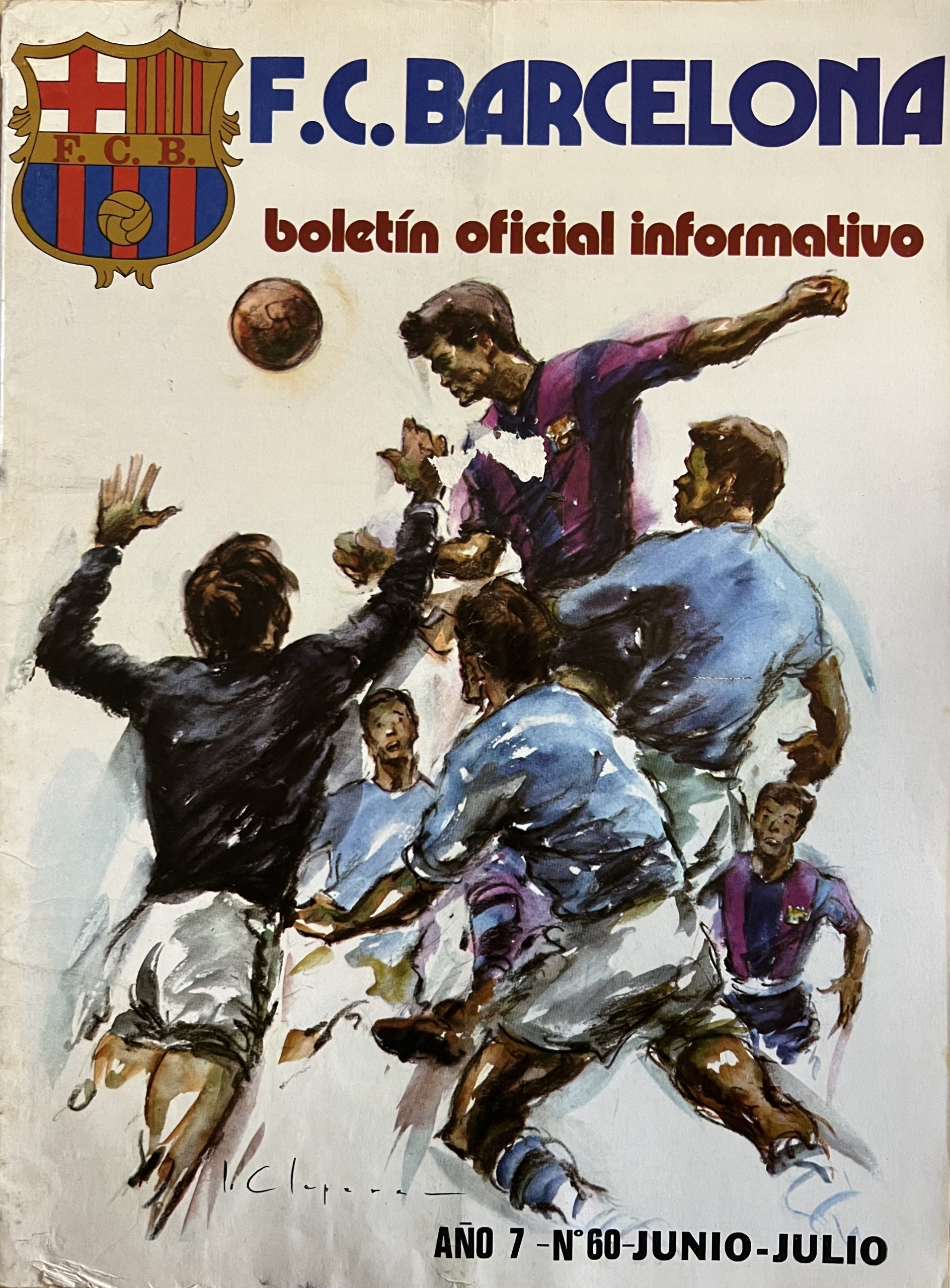 F.C.BARCELONA - BOLETIN OFICIAL INFORMATIVO Junio - Julio 1976 . AÑO VII - Nº 60