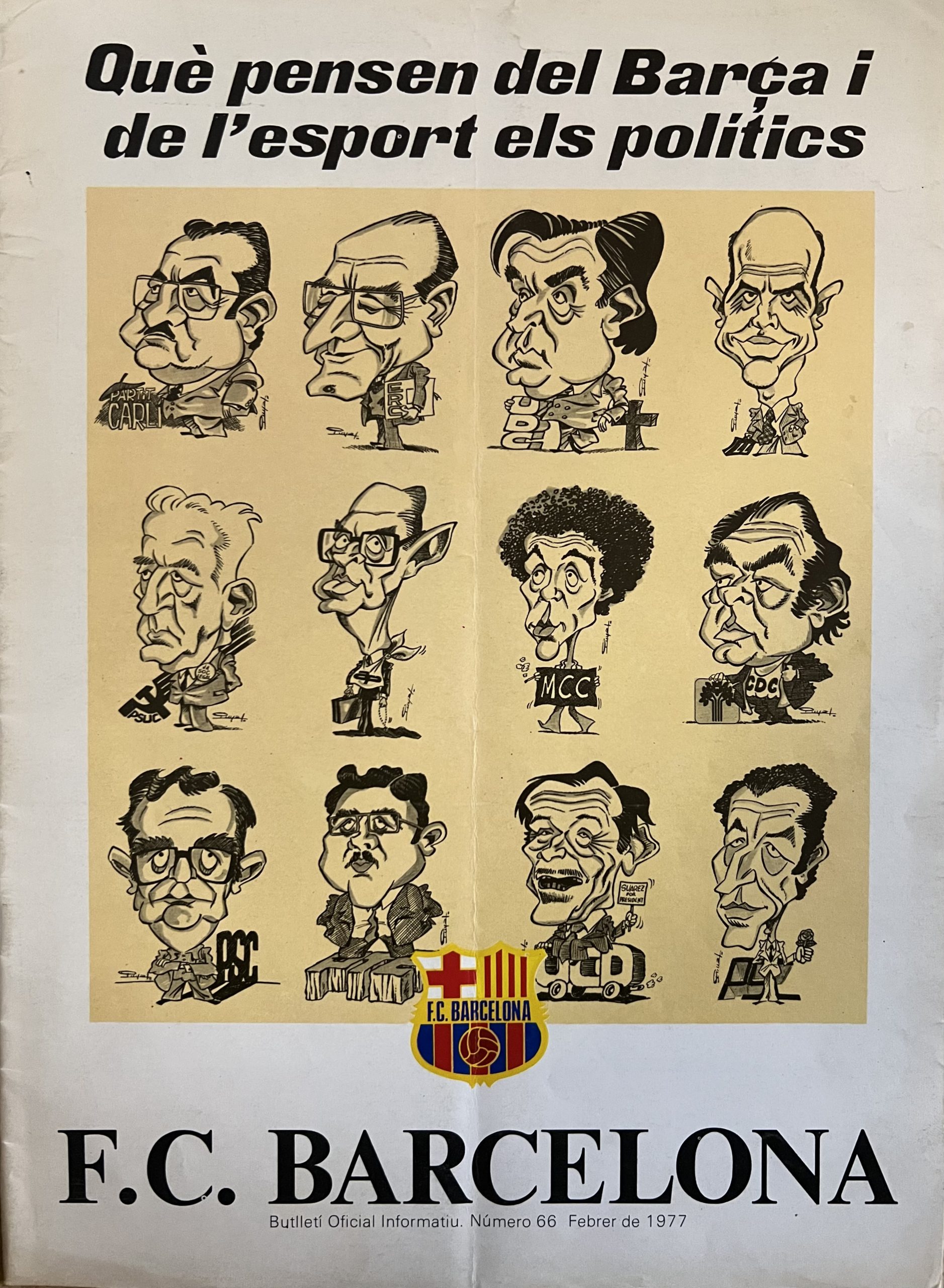 F.C.BARCELONA - BUTLLETI OFICIAL INFORMATIU Febrer 1977 - Nº 66