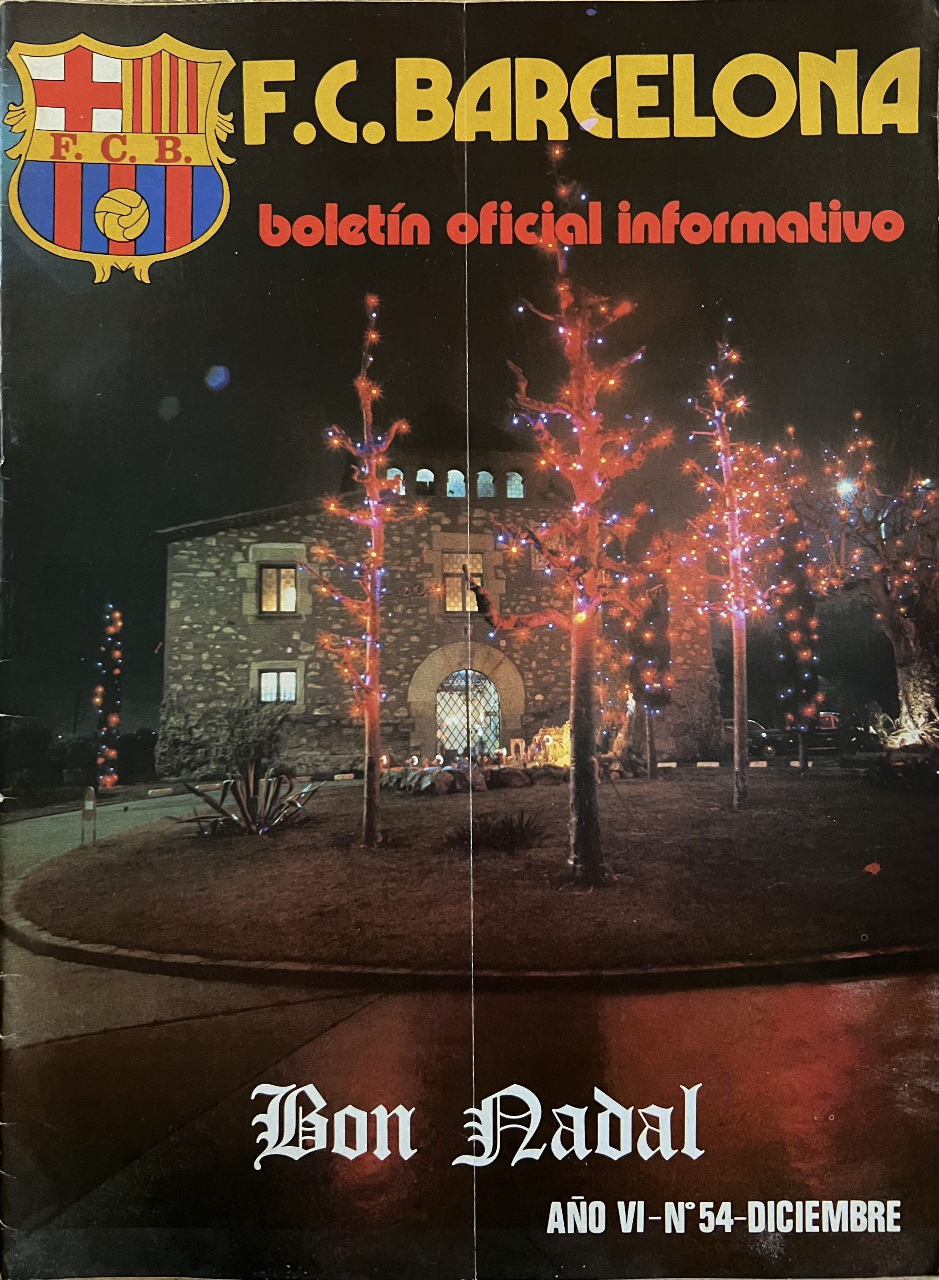 F.C.BARCELONA - BOLETIN OFICIAL INFORMATIVO Diciembre 1975 . AÑO VI - Nº 54